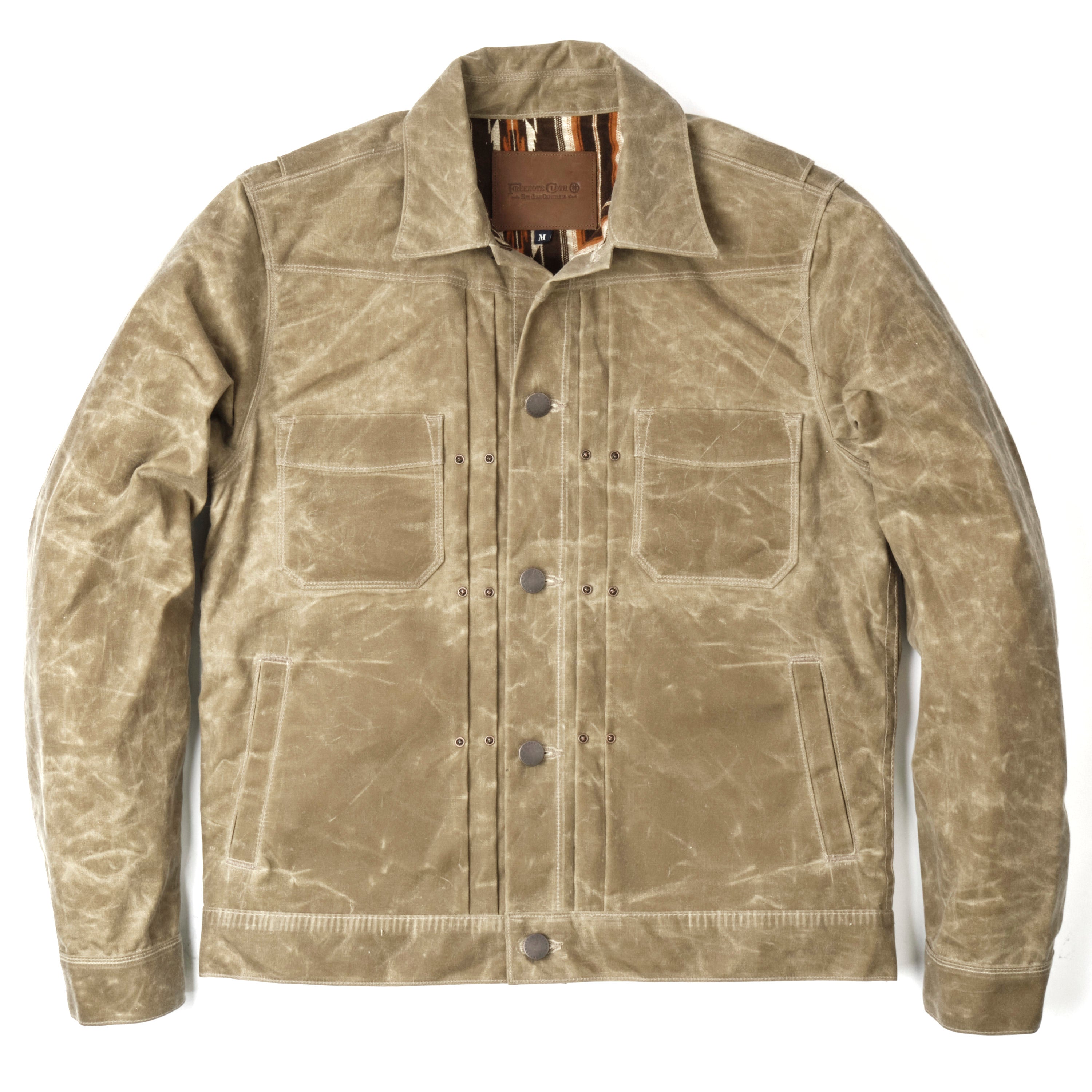 Riders Jacket Waxed Canvas Tobacco Brown Interior