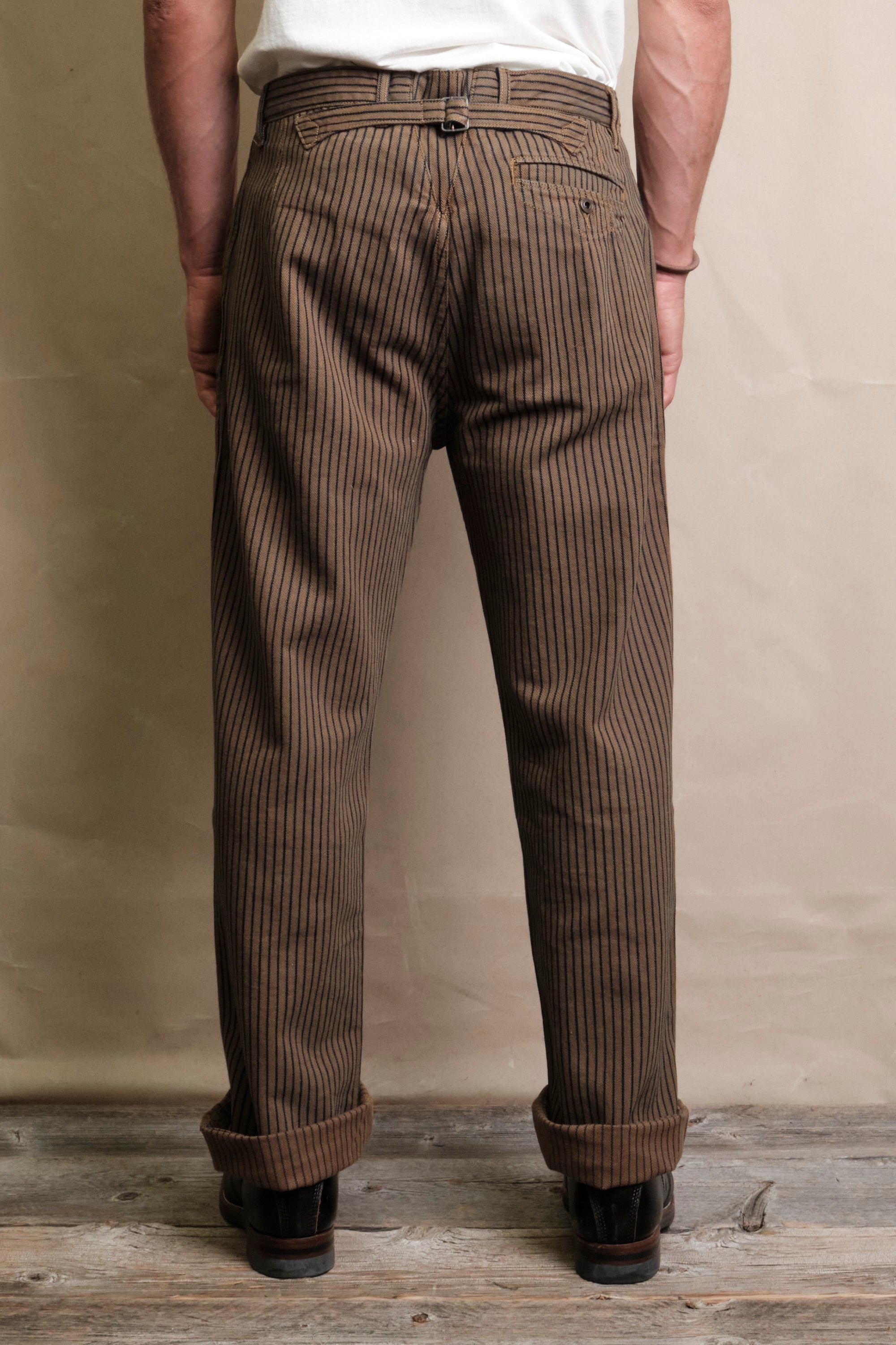 Western Pant Brown Herringbone Dobby