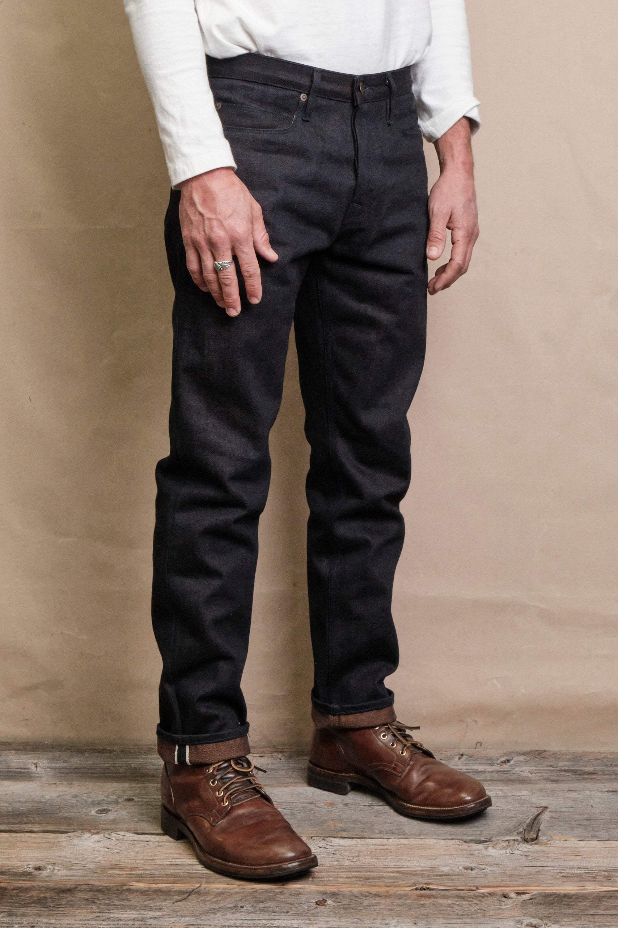 Portola Classic Taper <span> 16 Ounce Indigo Brown Denim </span>