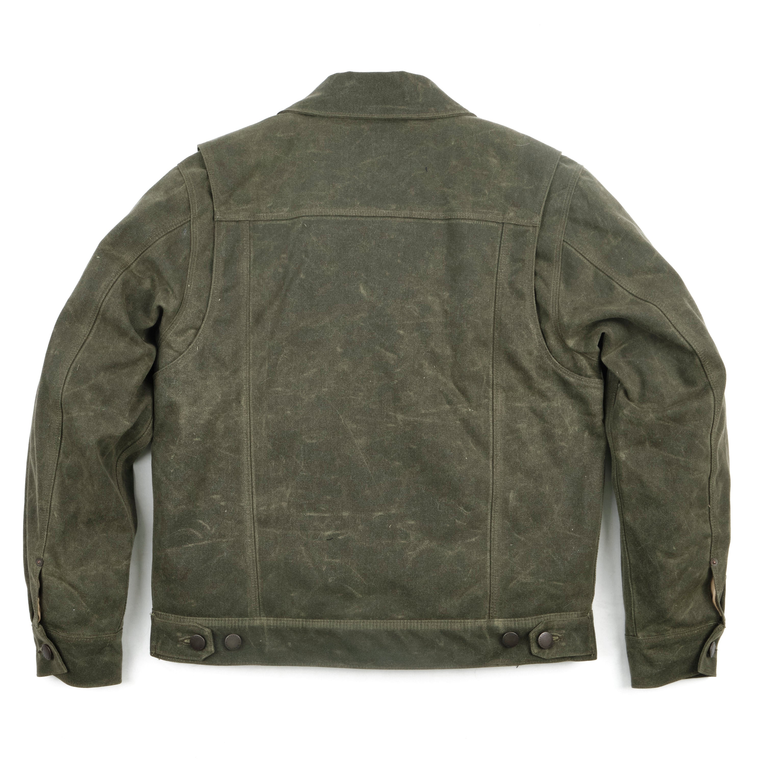 Riders Jacket Heavy Waxed Canvas Olive Alpaca