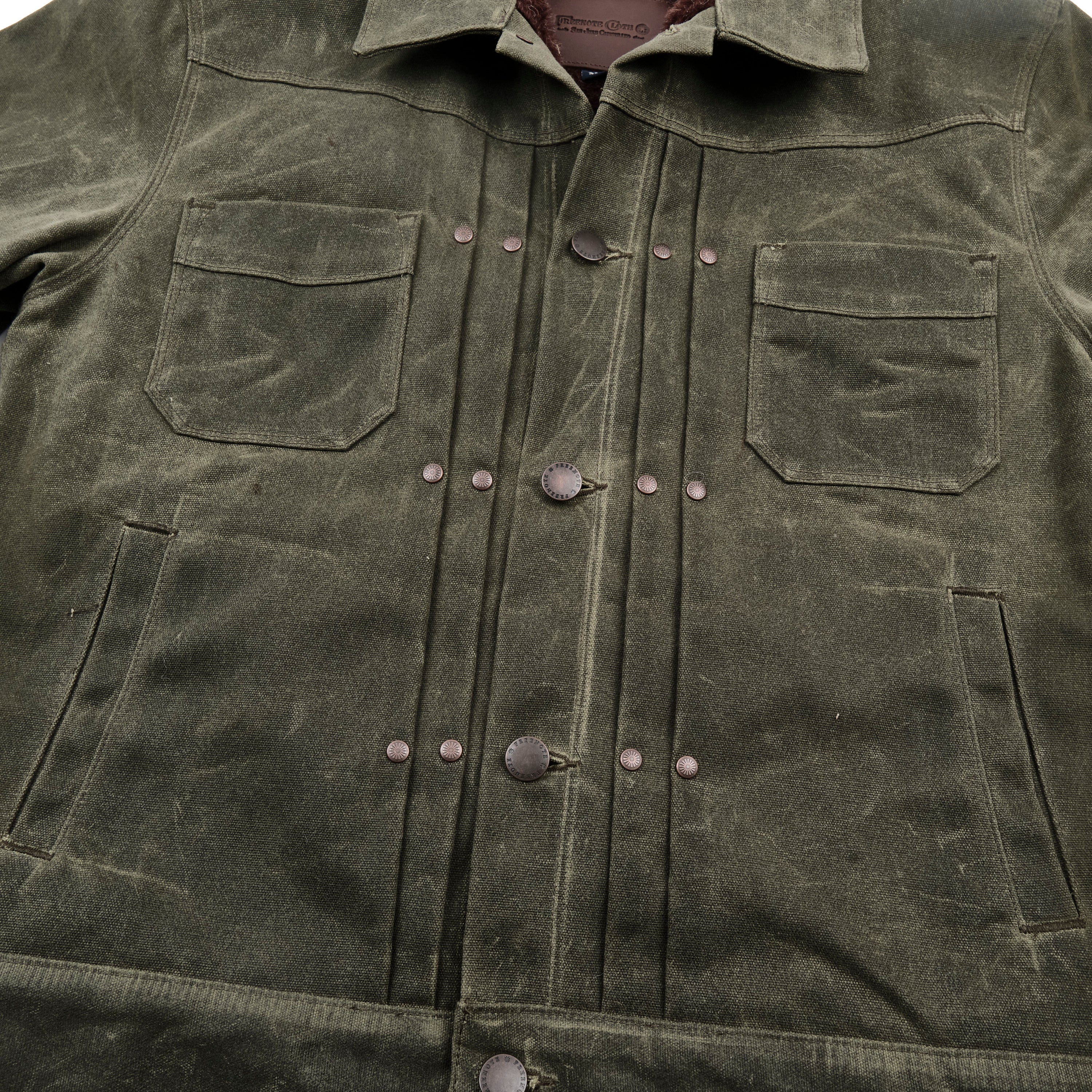 Riders Jacket Heavy Waxed Canvas Olive Alpaca