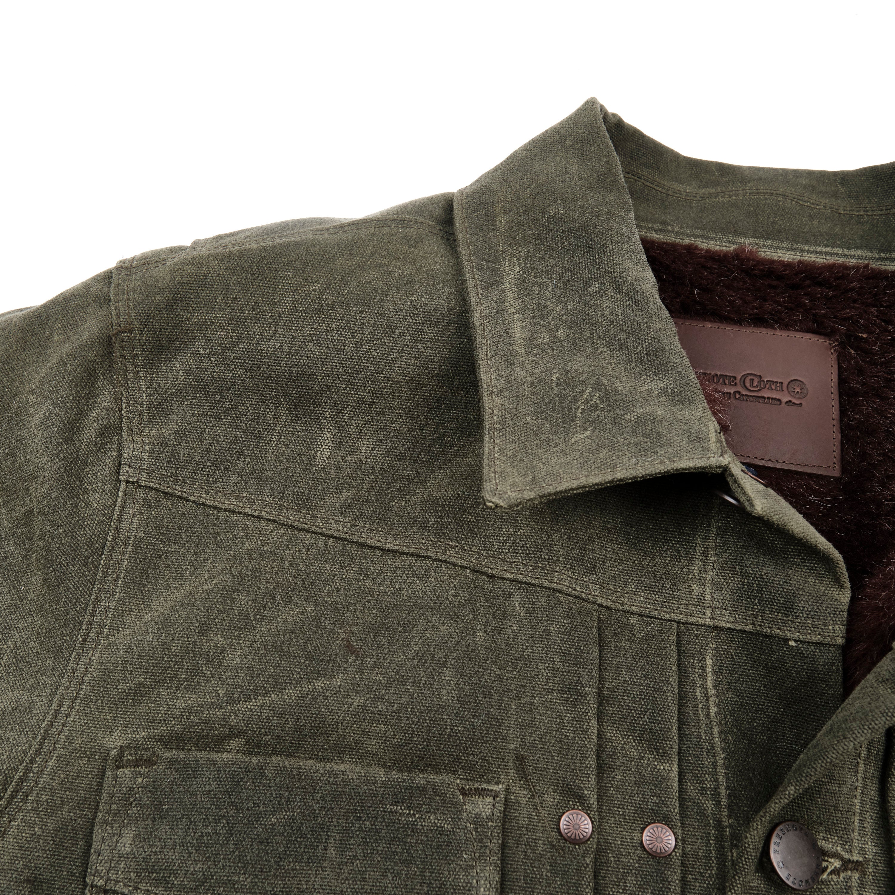 Riders Jacket Heavy Waxed Canvas Olive Alpaca