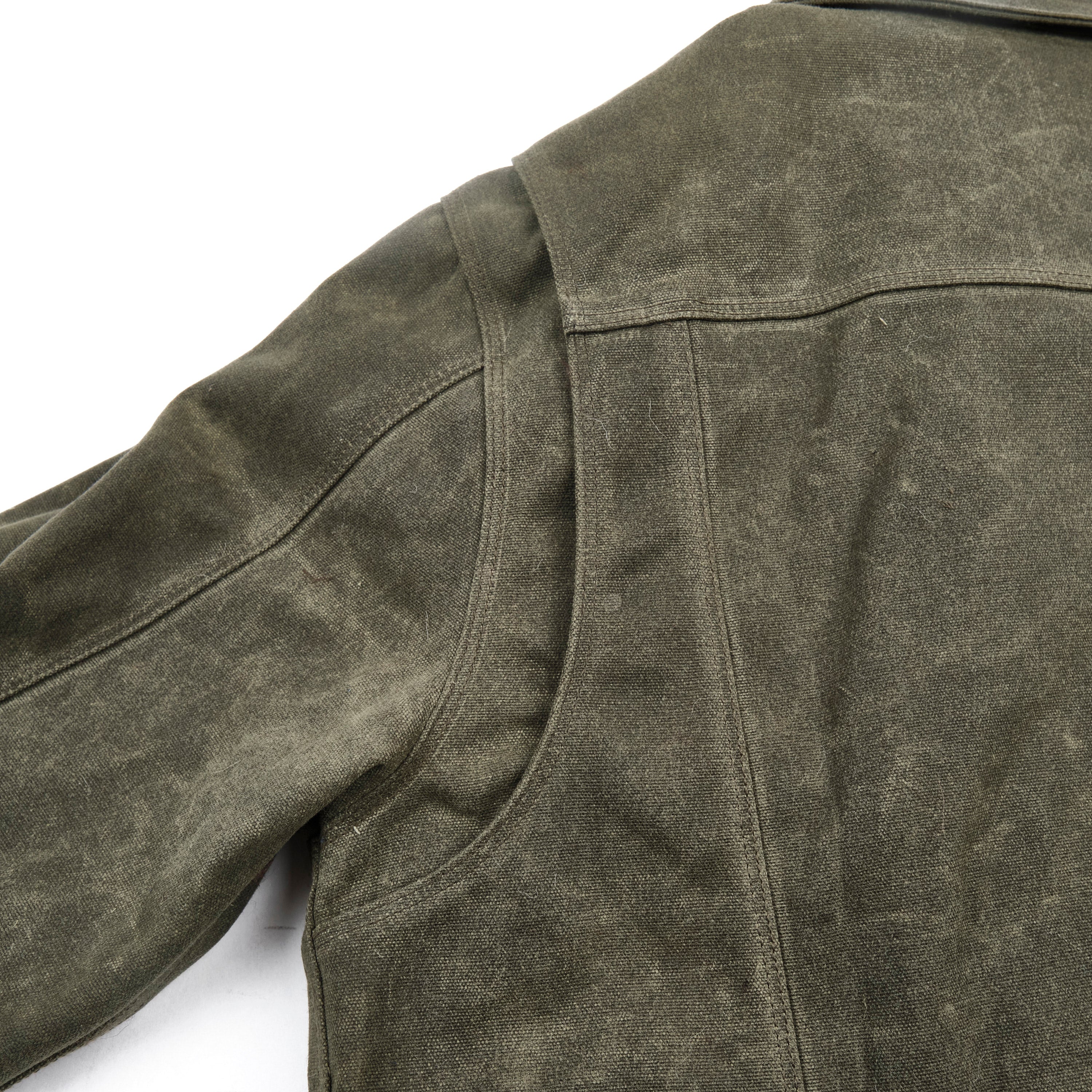 Riders Jacket Heavy Waxed Canvas Olive Alpaca