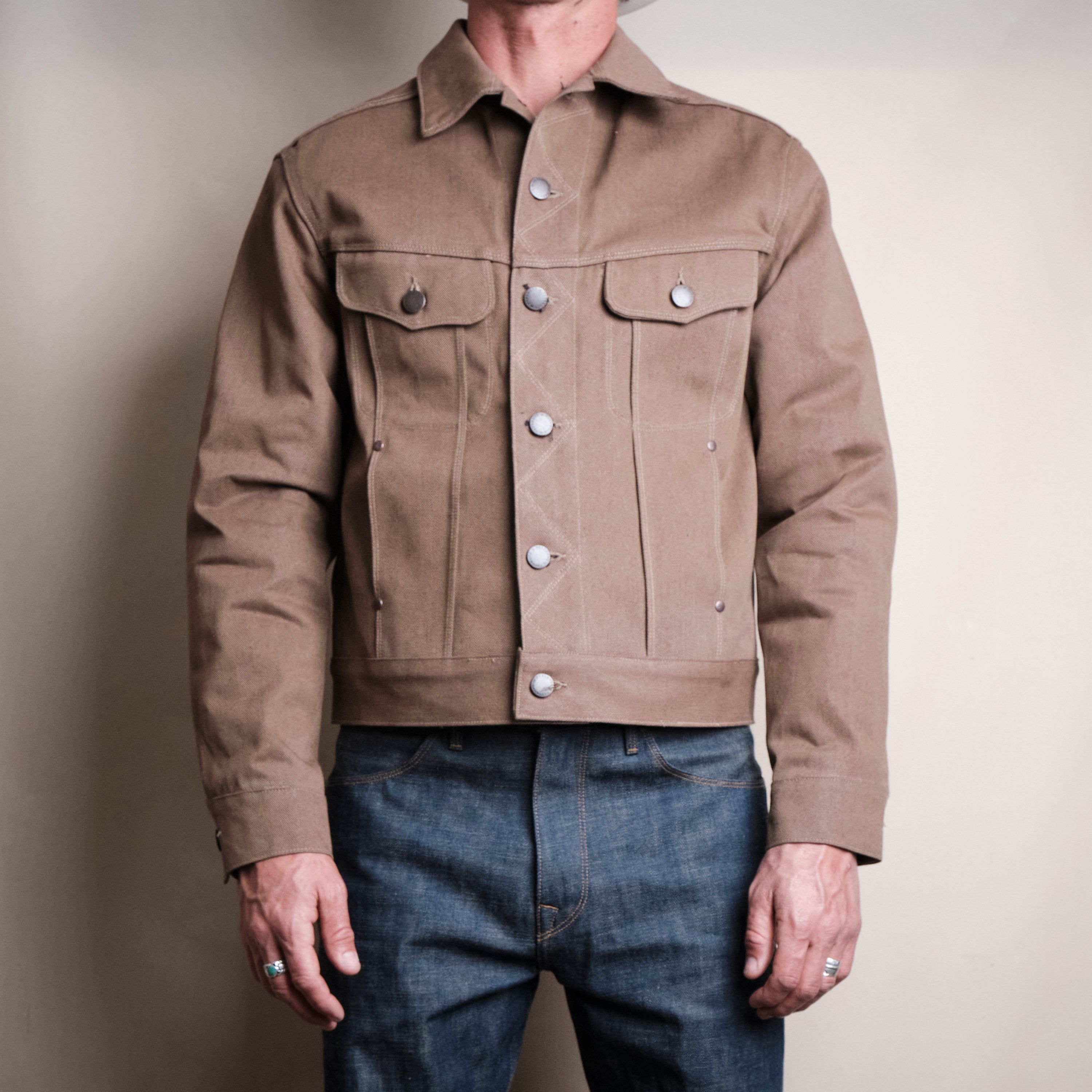High Low 15 Ounce Brown Denim Jacket