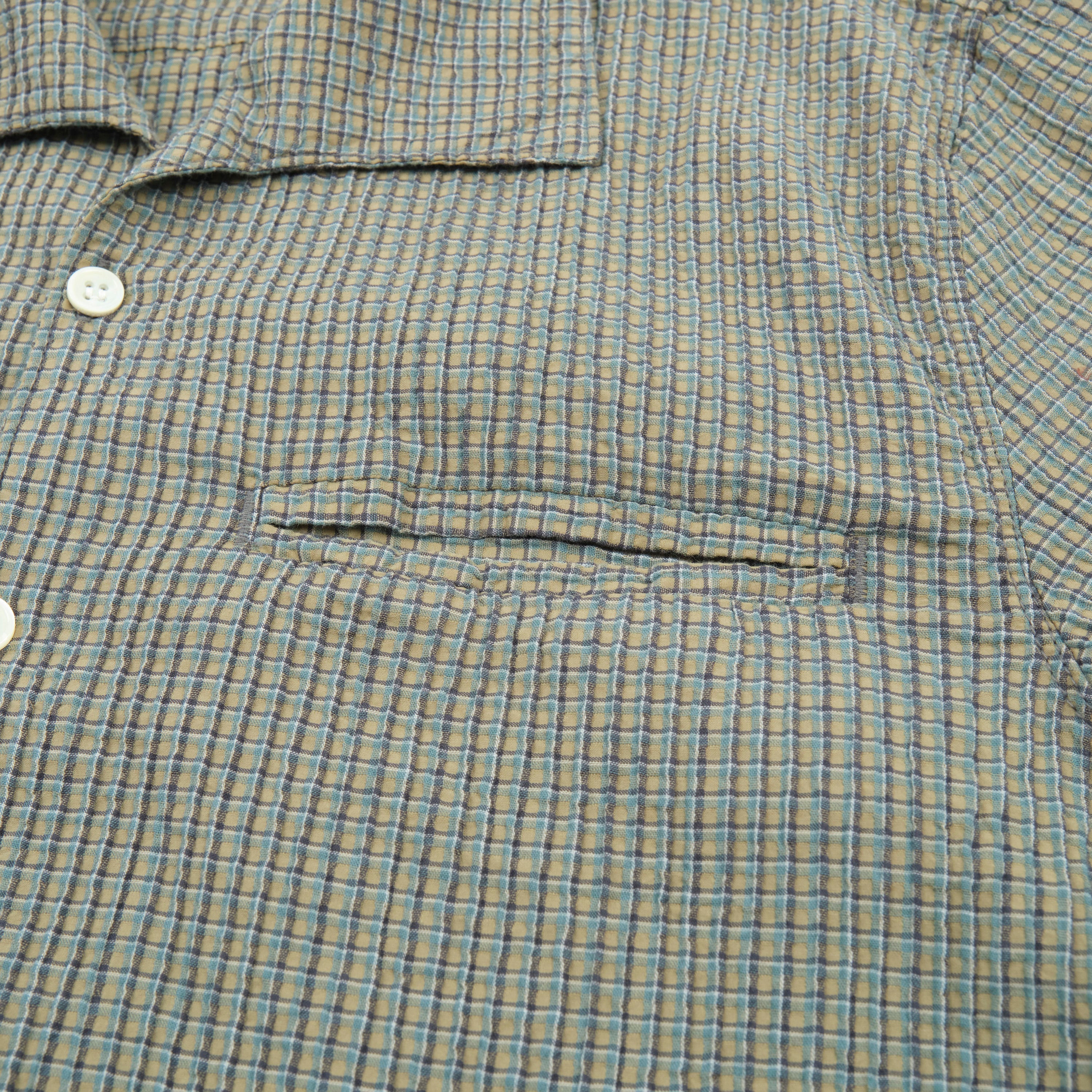 Cayucos Seersucker Olive Plaid