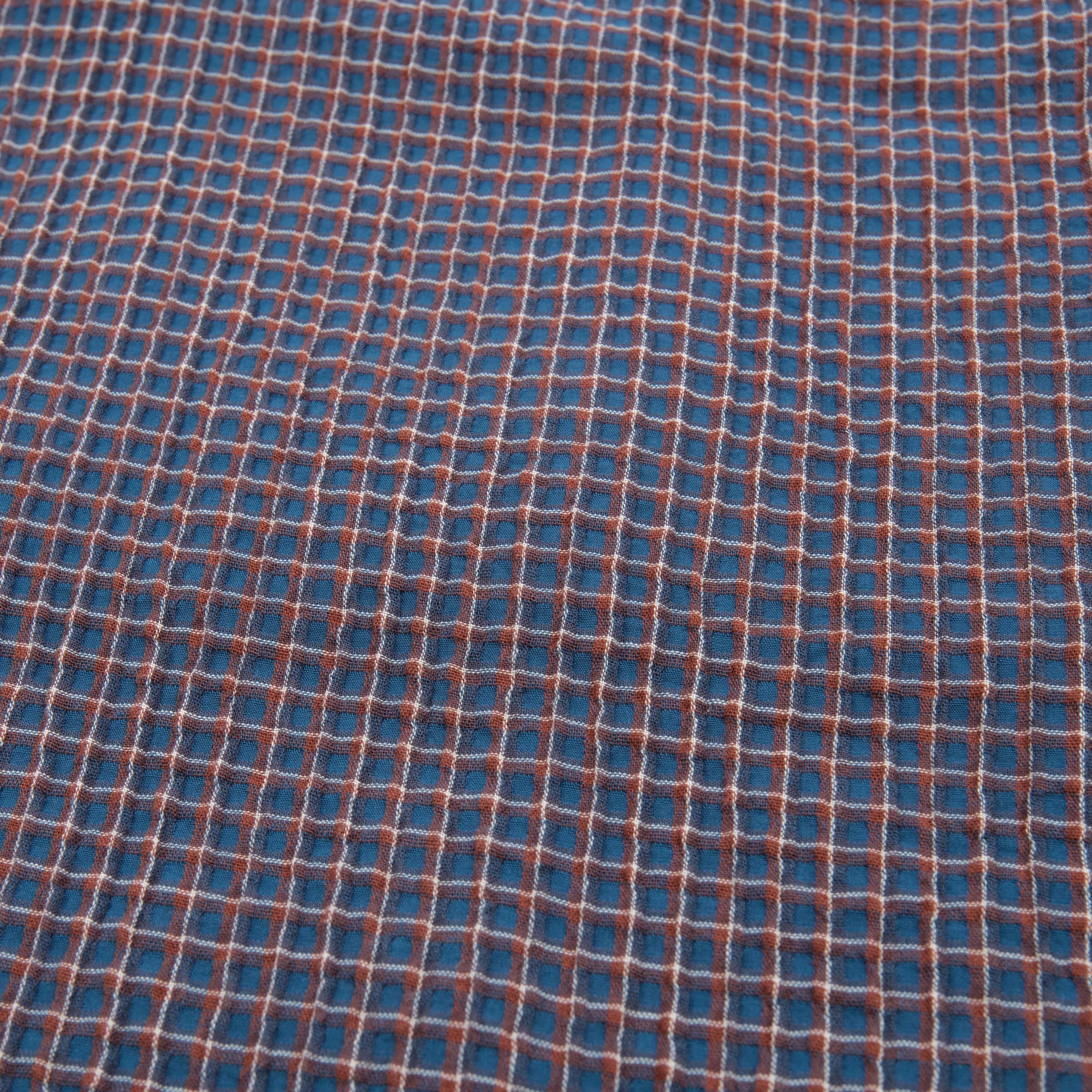 Cayucos Seersucker Blue Plaid