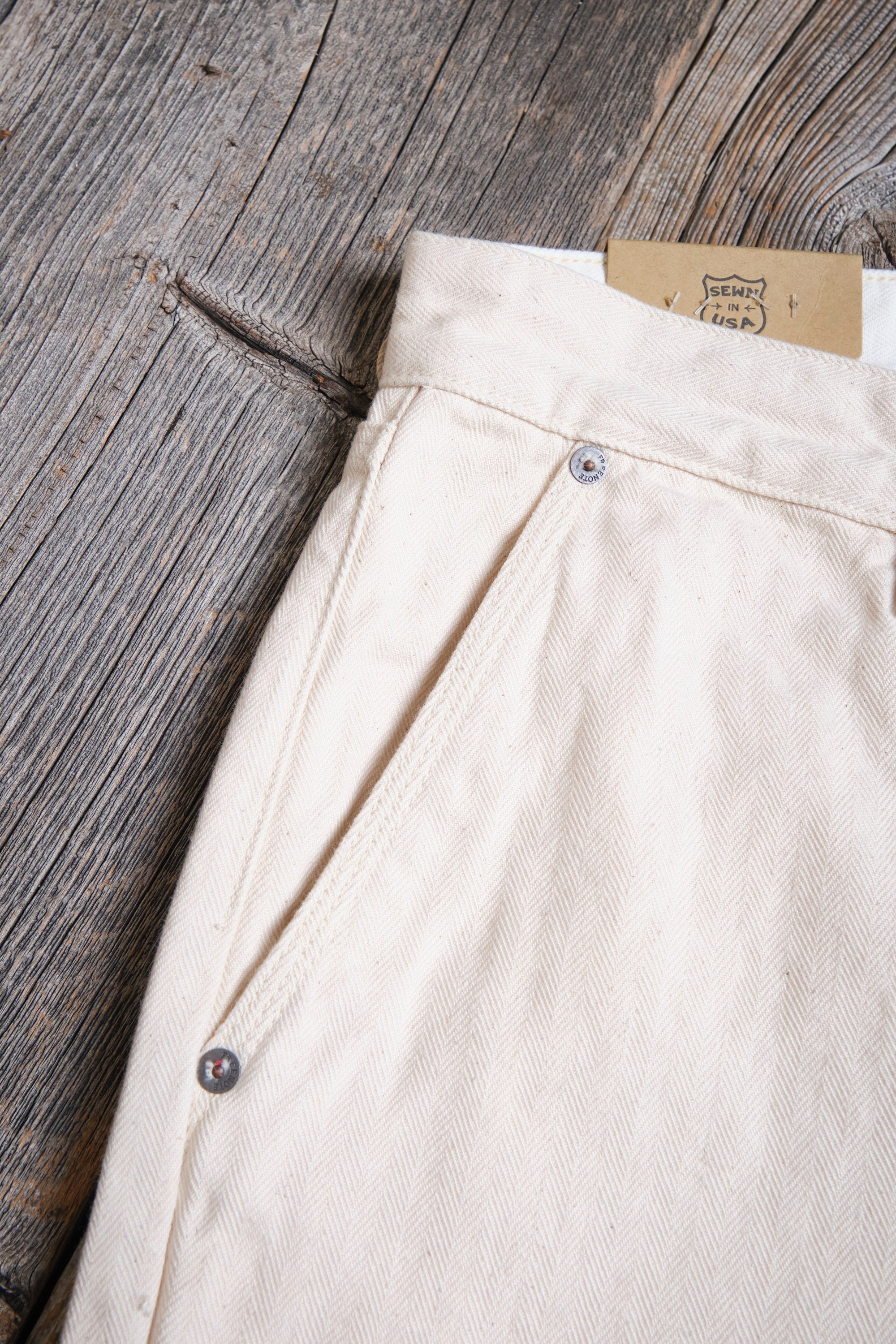 Ortega Pant 13 Ounce Natural Herringbone