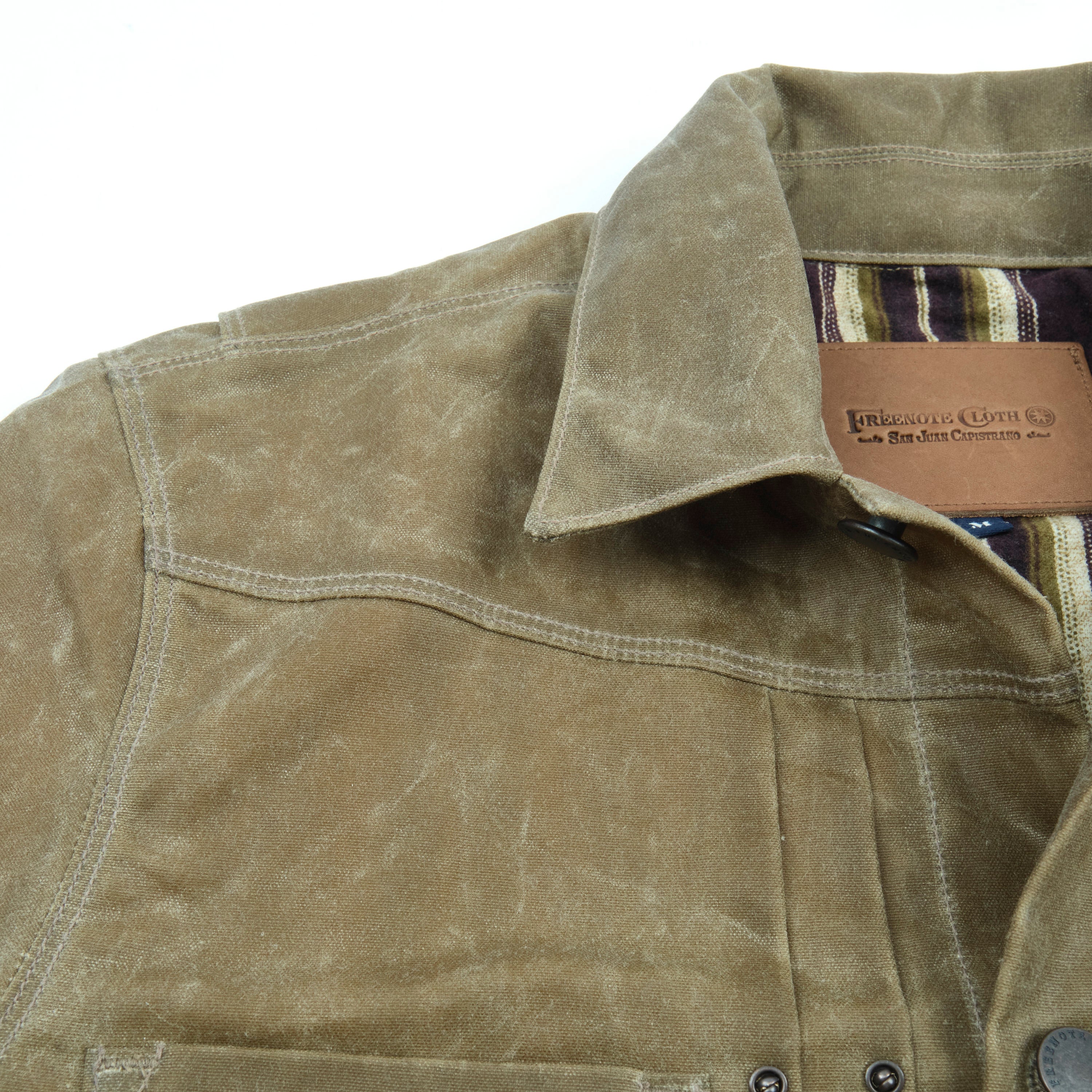 Riders Jacket Waxed Canvas Tobacco Purple Interior