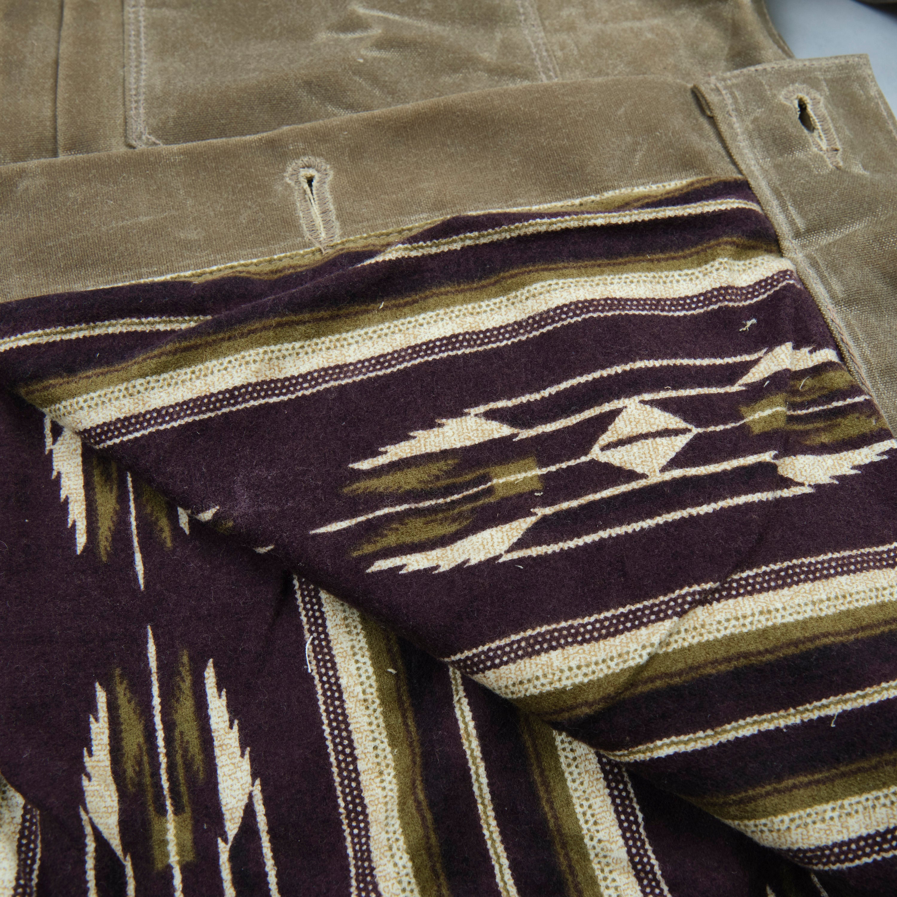 Riders Jacket Waxed Canvas Tobacco Purple Interior