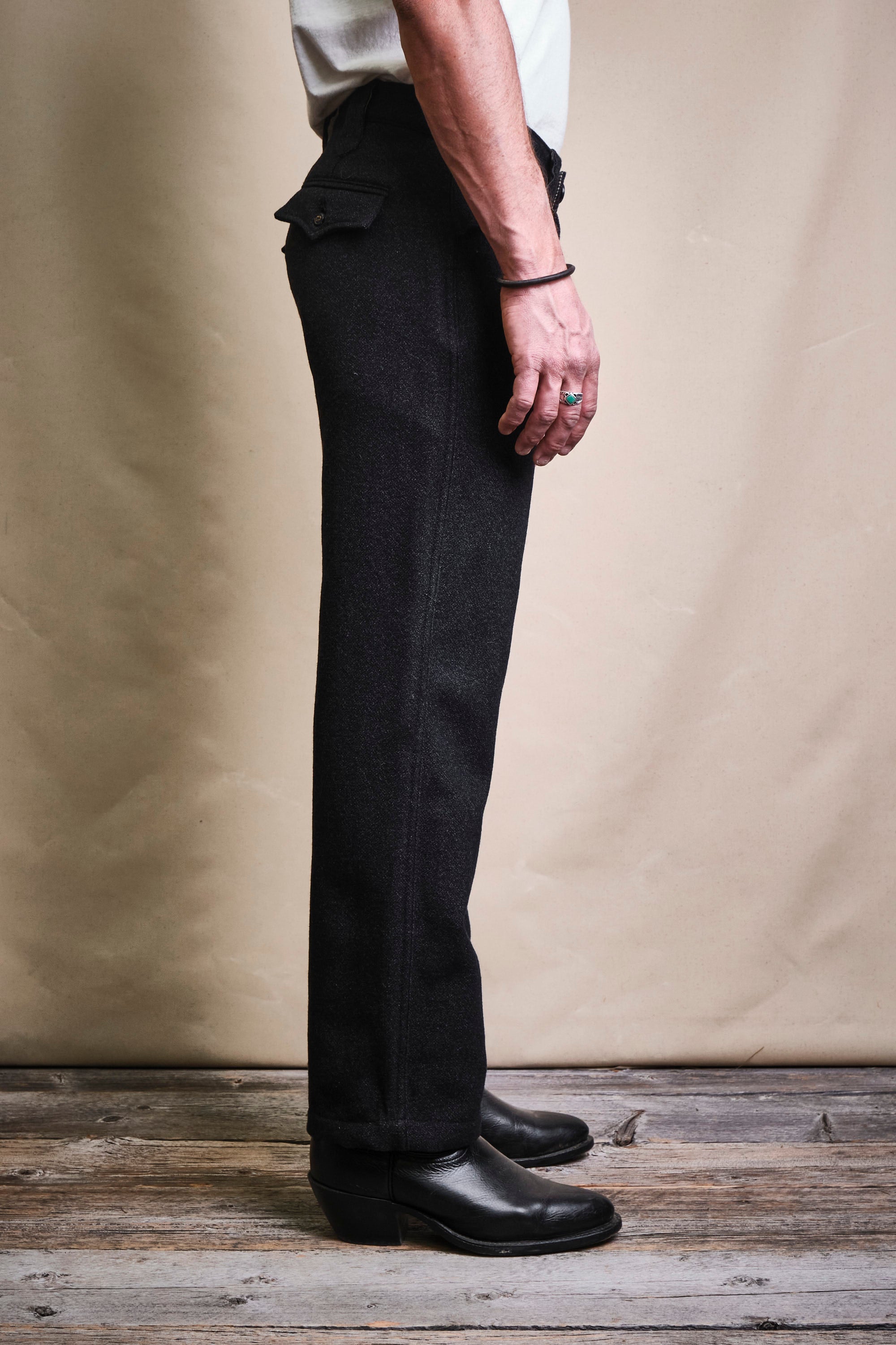 Duster Pant Black Wool