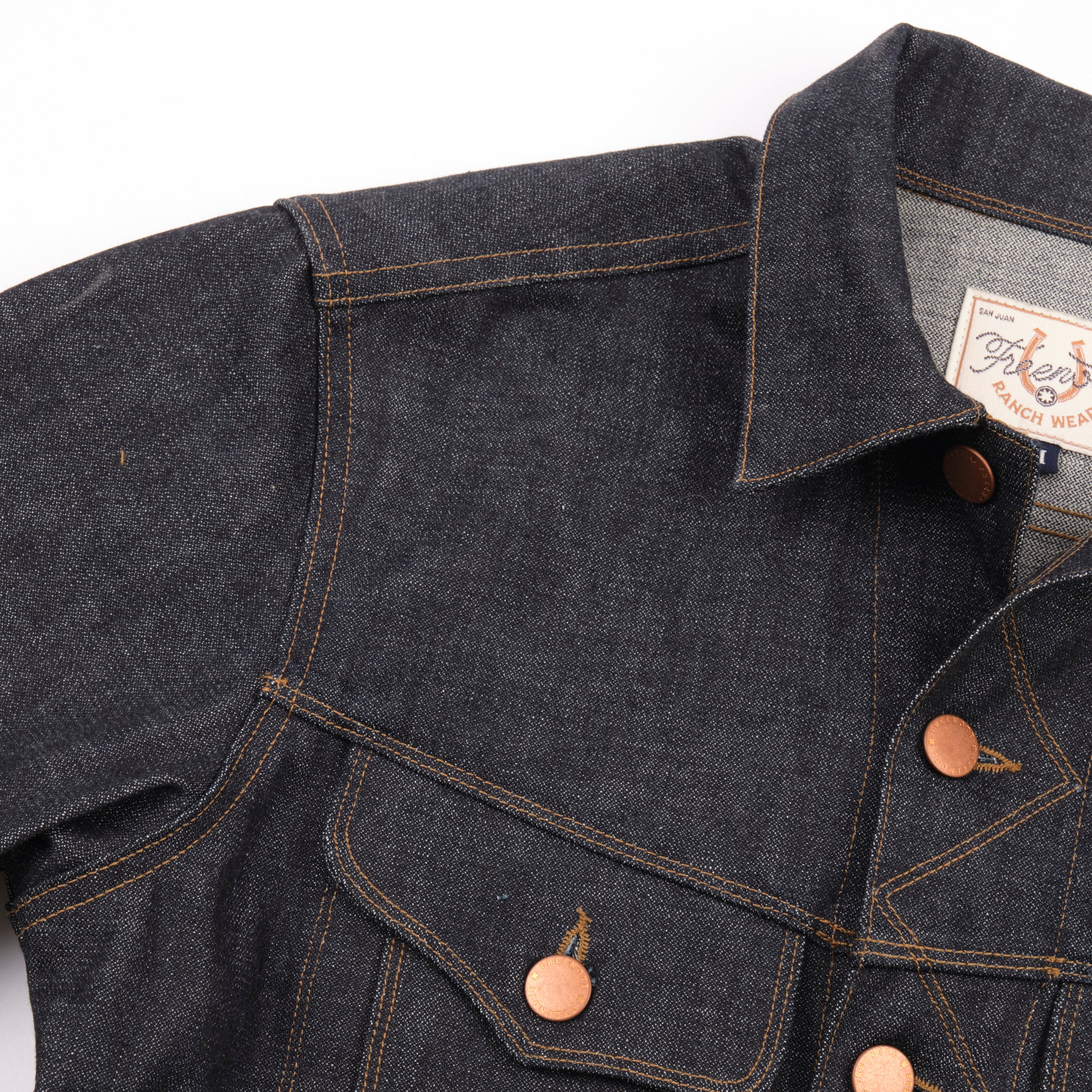 High Low Denim Jacket Broken Twill