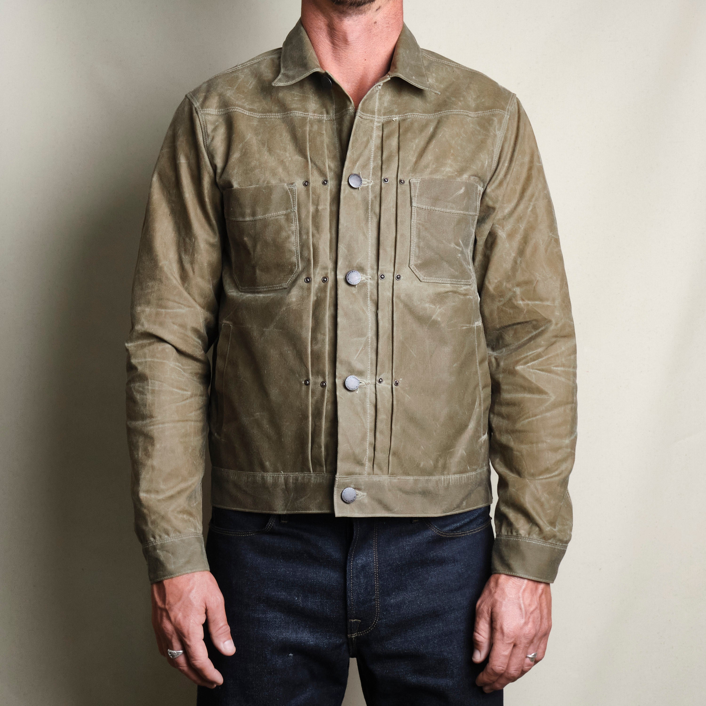 Riders Jacket Waxed Canvas Tobacco Red Interior