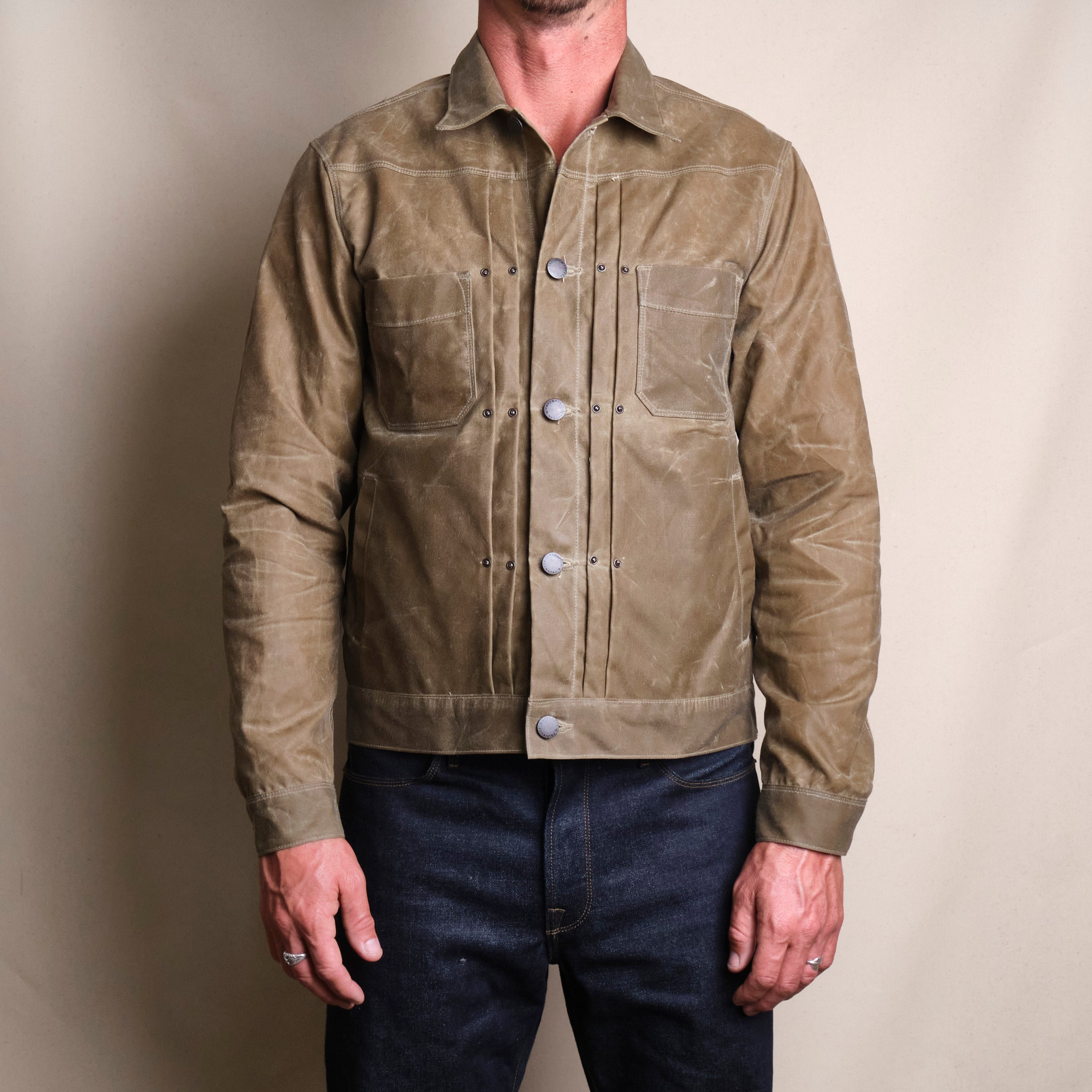 Riders Jacket Waxed Canvas Tobacco Purple Interior