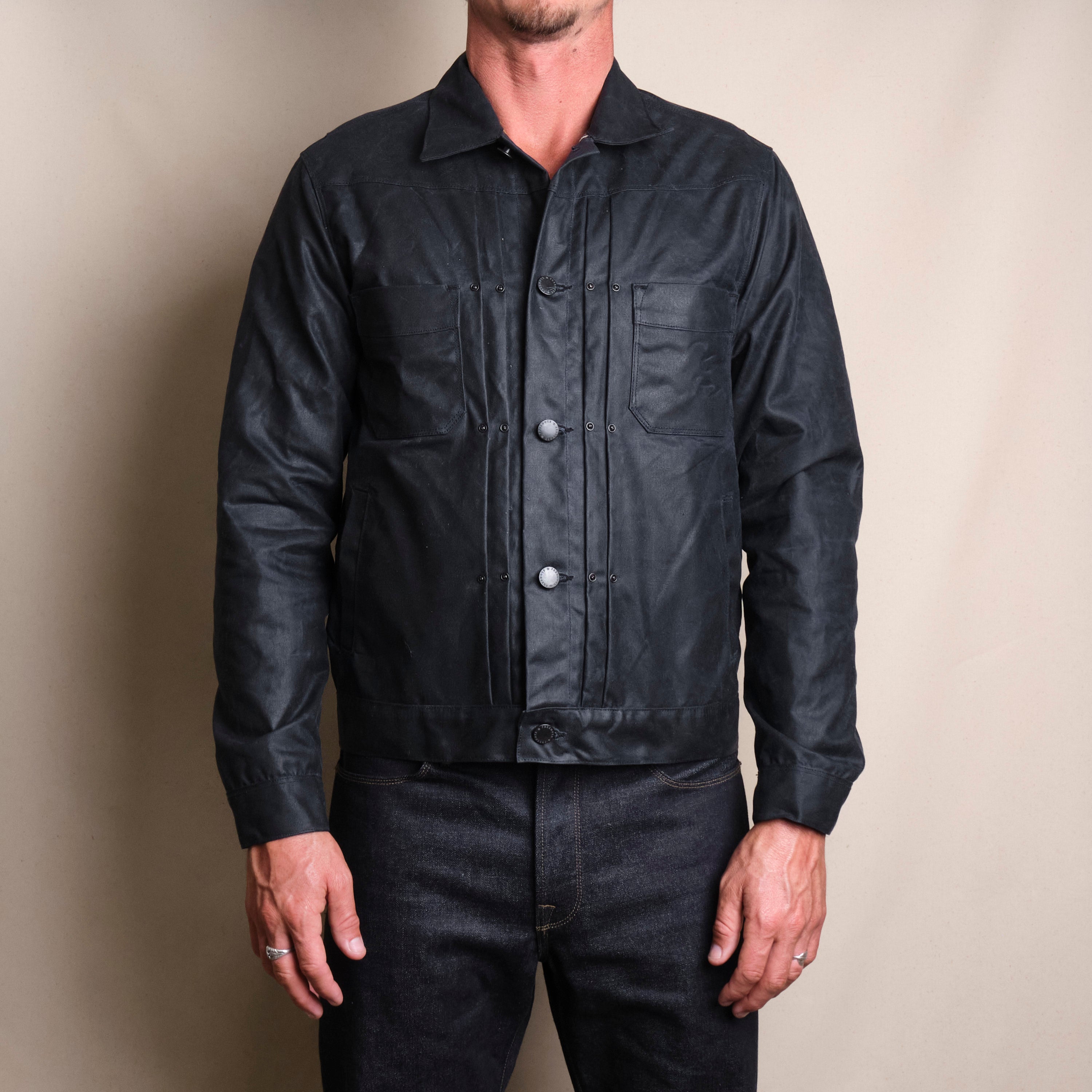 Riders Jacket Waxed Canvas <span>Black</span>