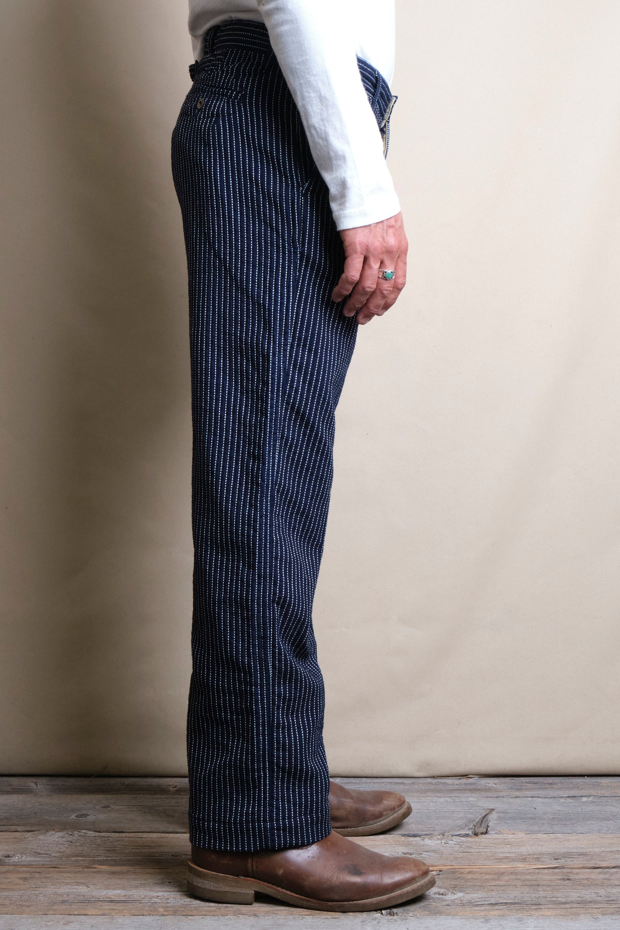 Western Pant Blue Dobby Stripe