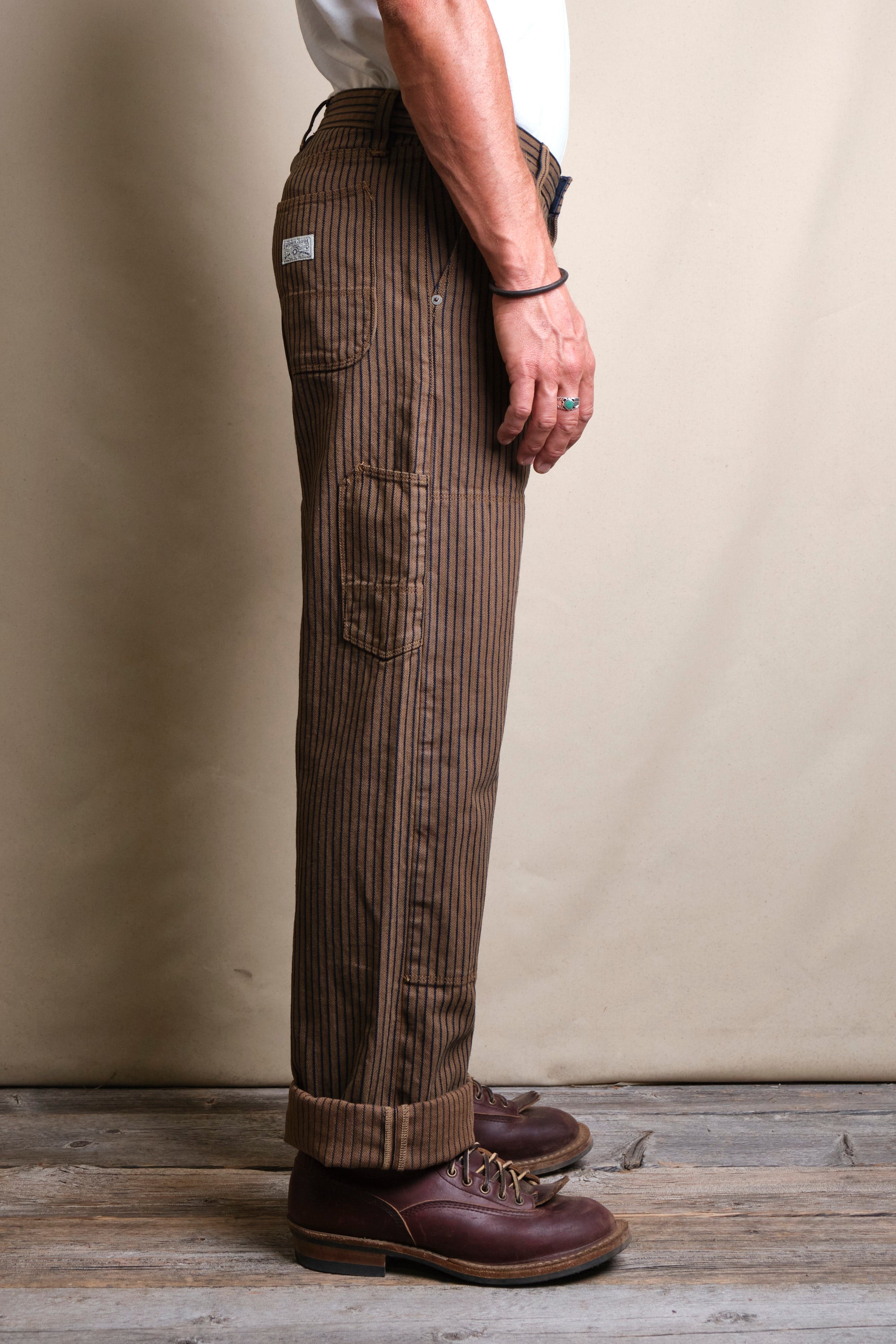 Ortega Pant Brown Herringbone Dobby