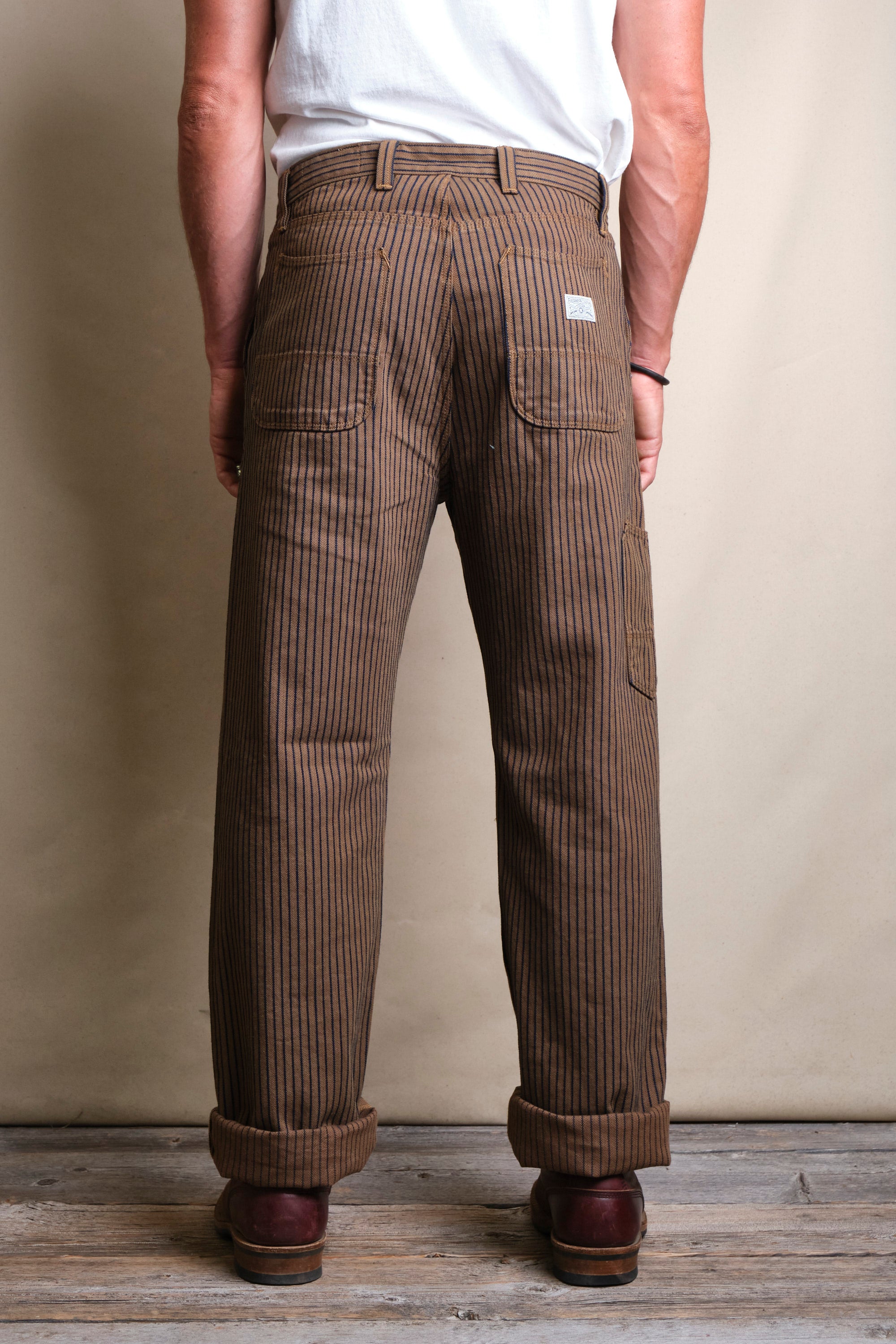 Ortega Pant Brown Herringbone Dobby