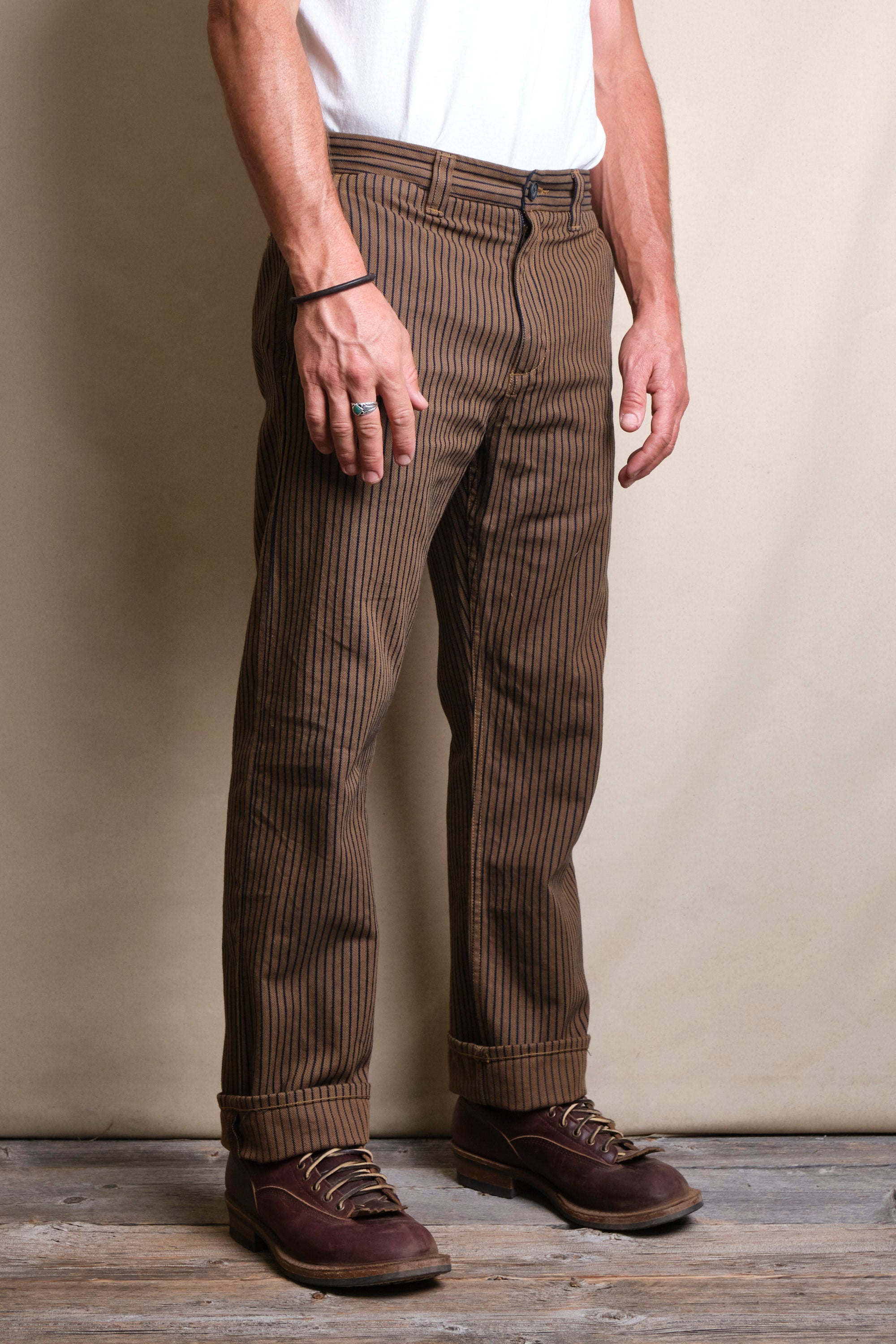 Deck Pant Brown Herringbone Dobby