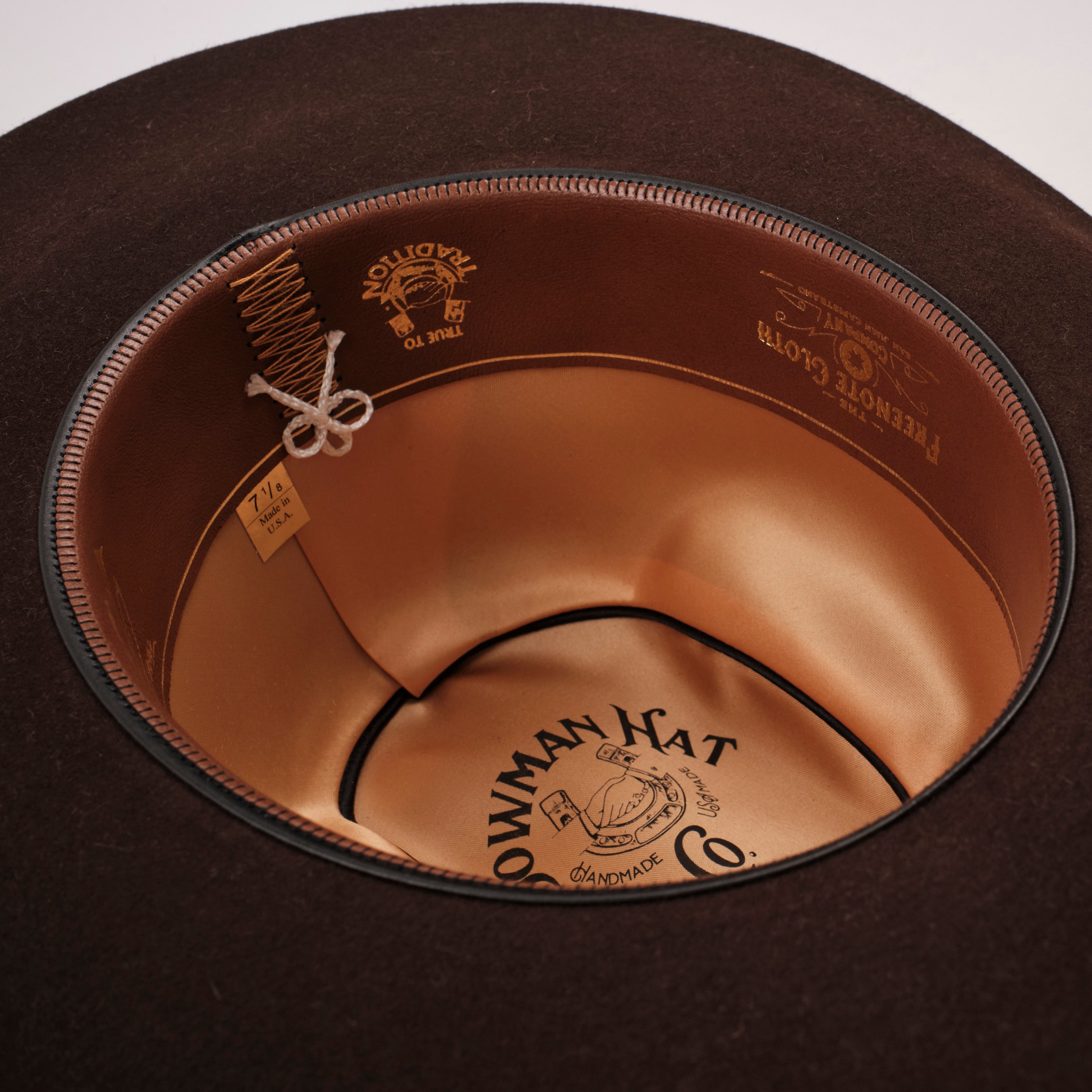 Bowman Hat Co. x Freenote Cloth Cattleman Western Hat Chocolate