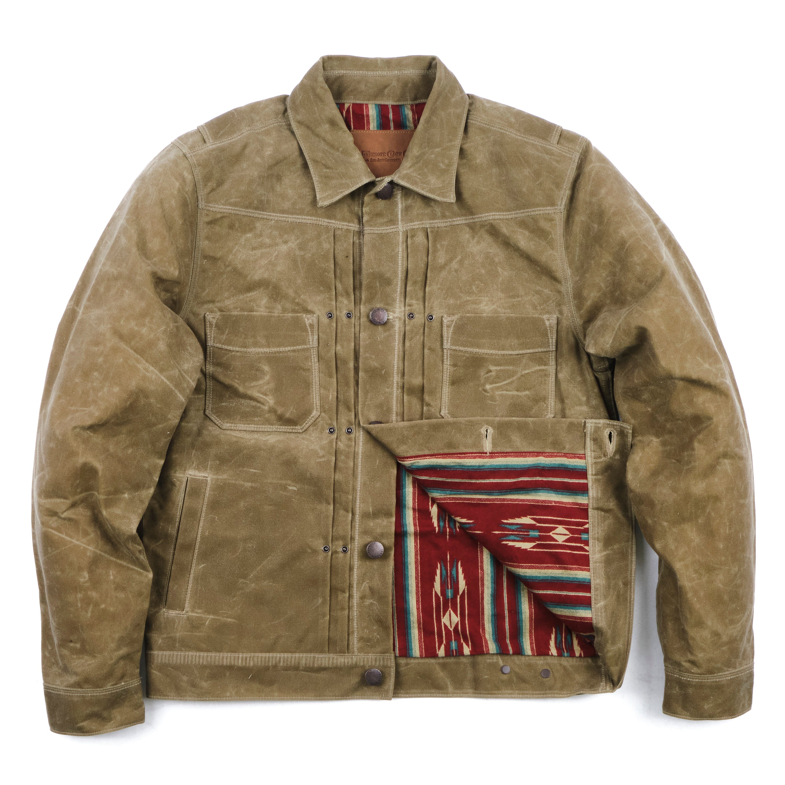 Riders Jacket Waxed Canvas Tobacco Red Interior