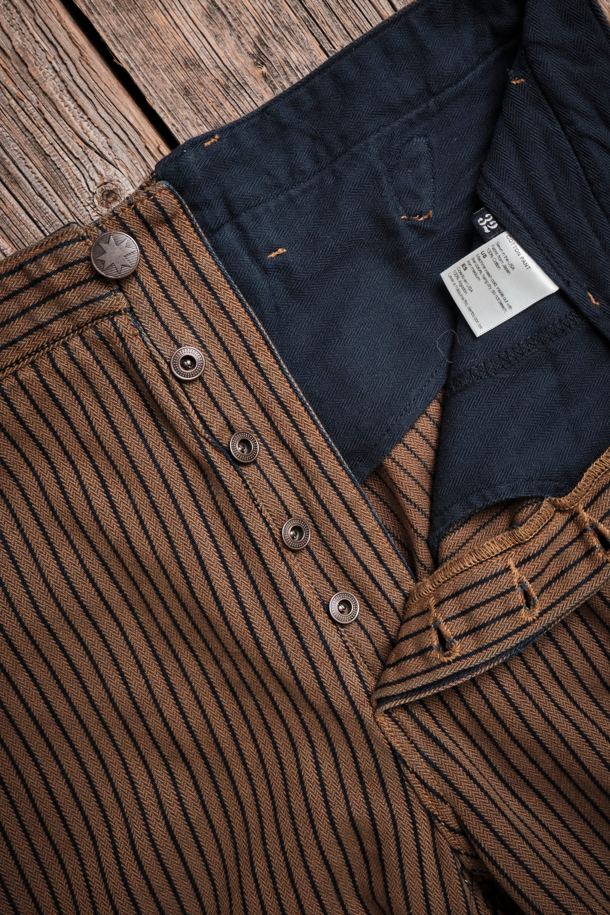 Western Pant Brown Herringbone Dobby