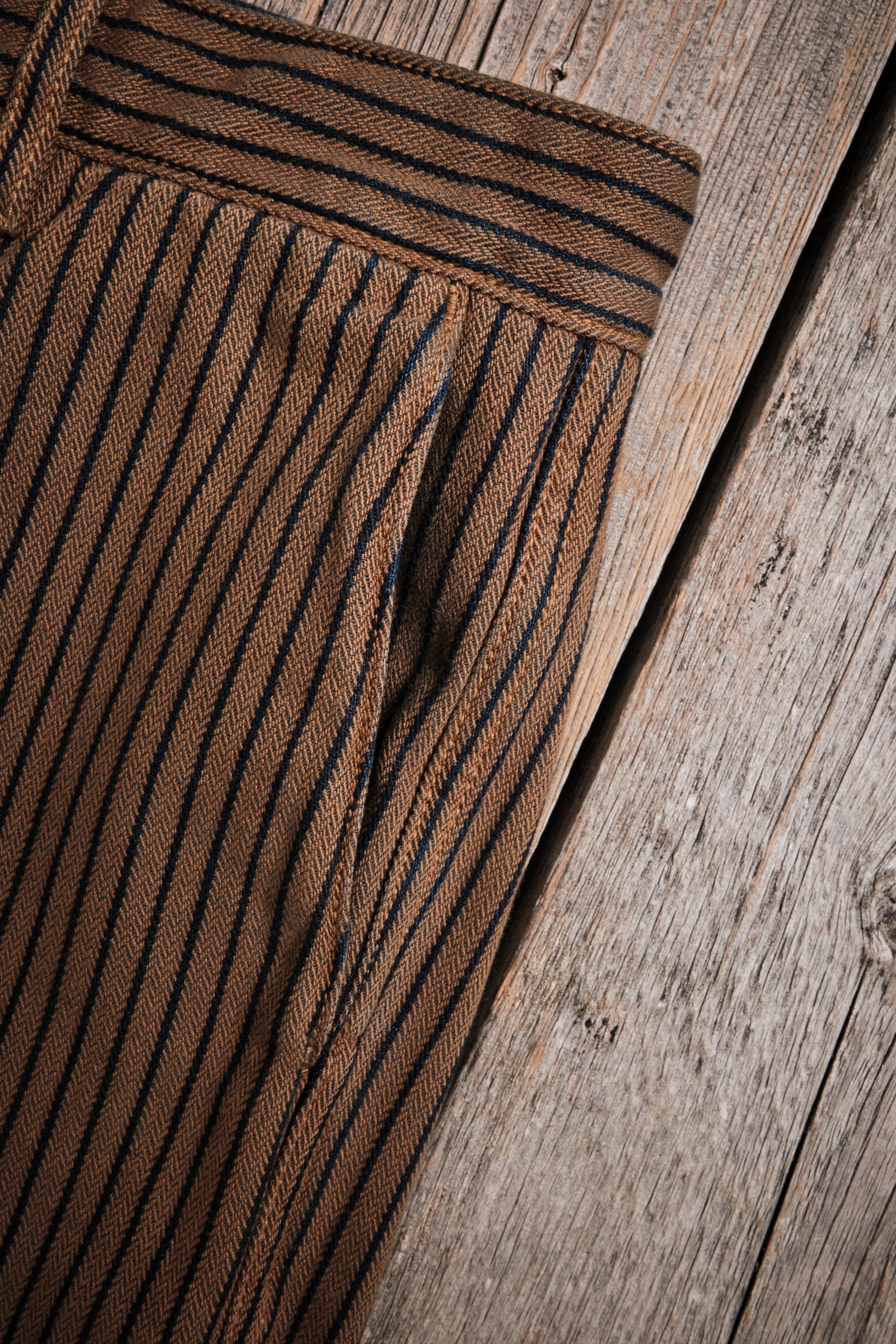 Western Pant Brown Herringbone Dobby