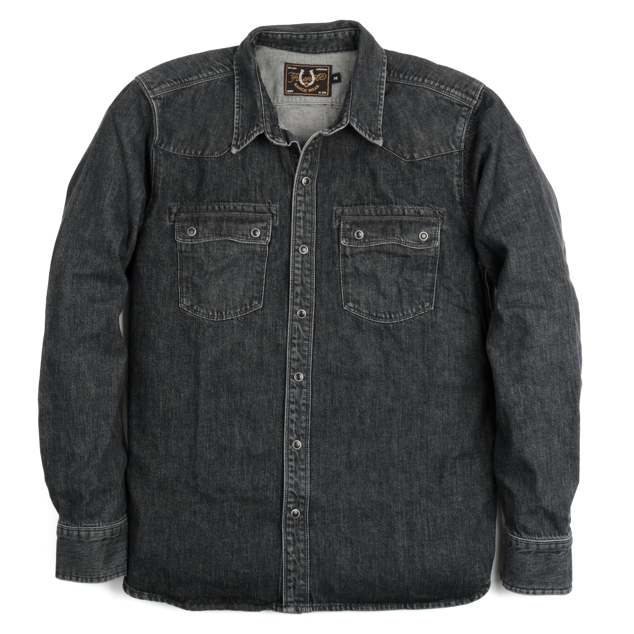 Build Your Brand Men's Denim Shirt – Black Washed Button-Down With Chest Pockets, Size XXL