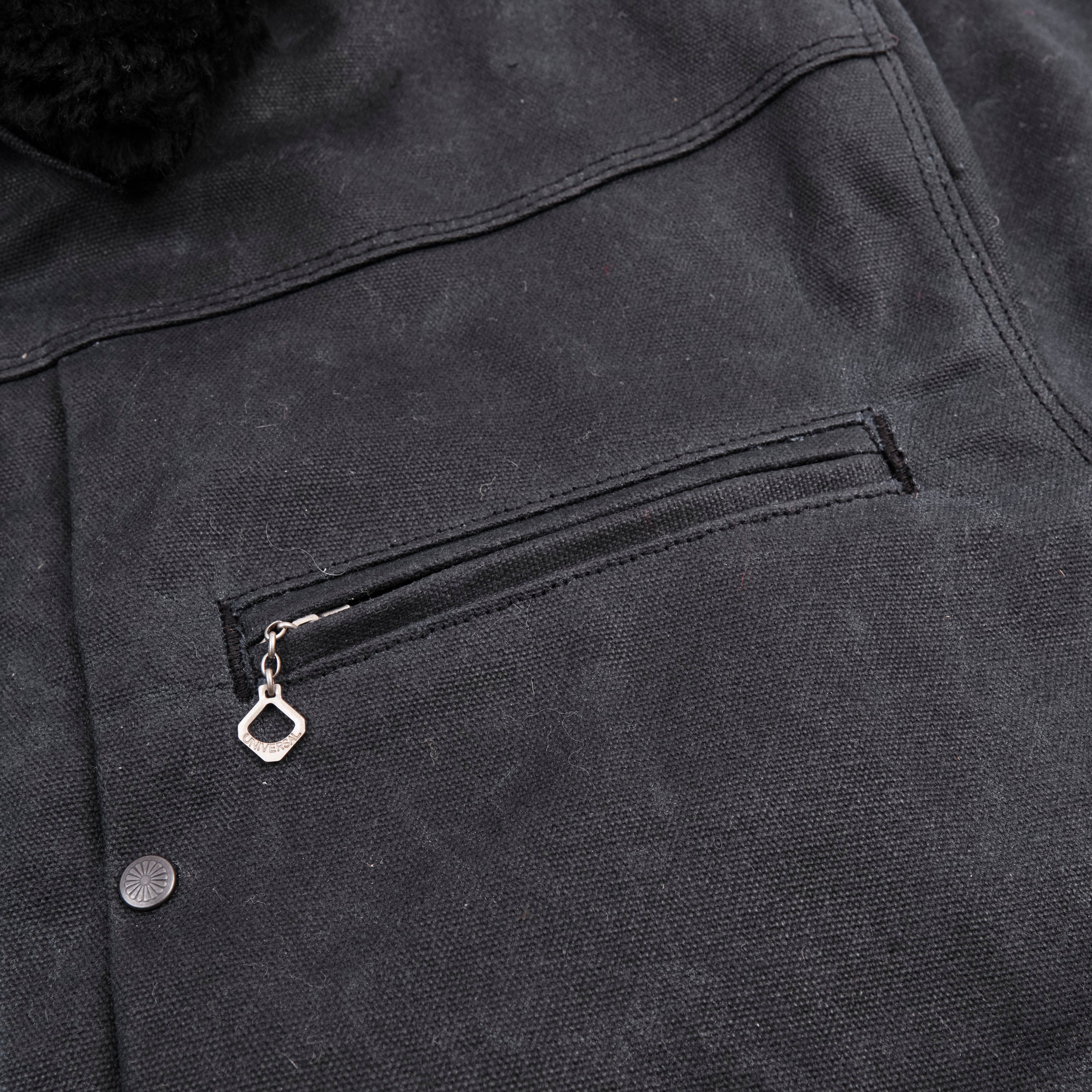 RJ-2 Waxed Canvas 20 Ounce Black Shearling