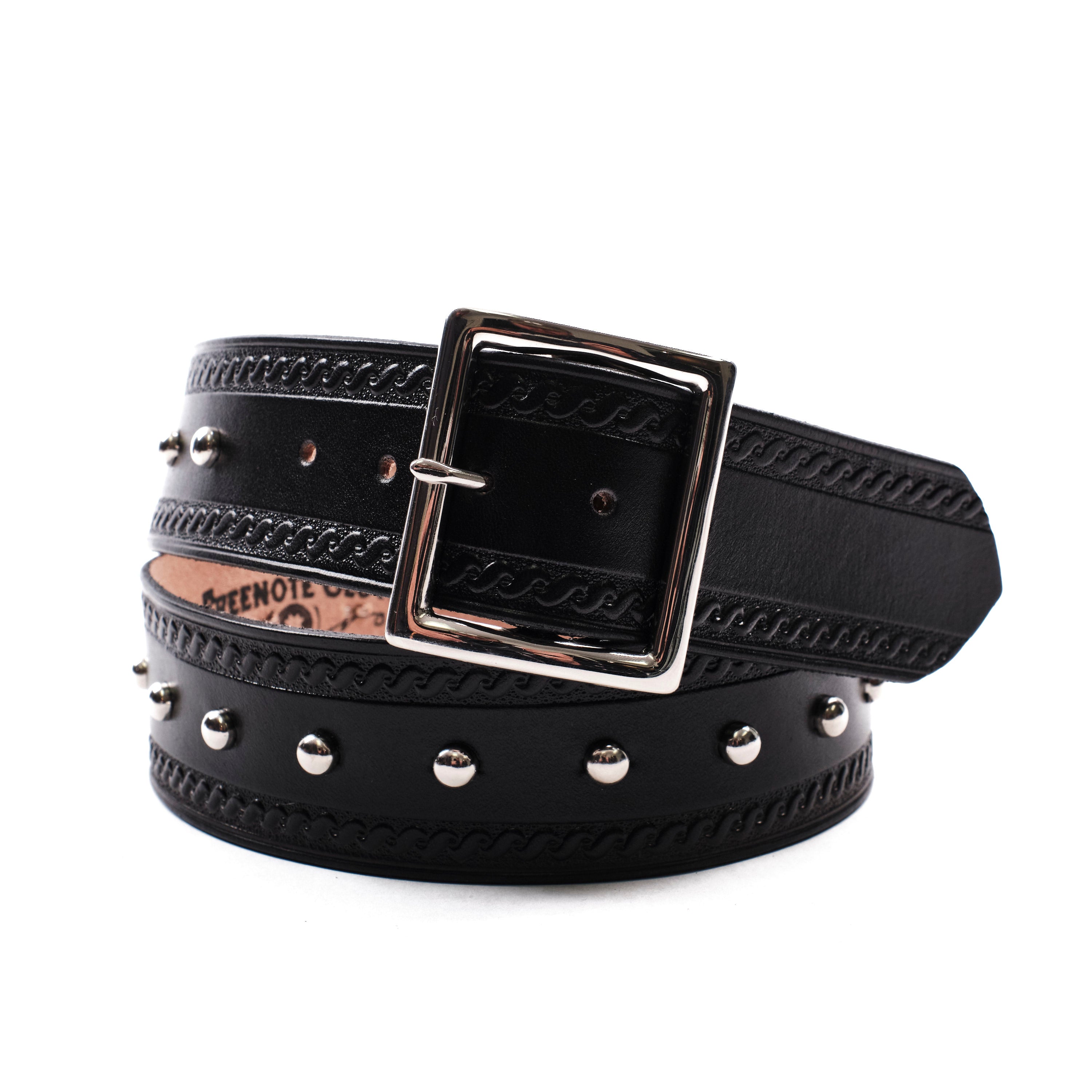 Codina Leather - Serpetine Spotted Garrison Belt Black