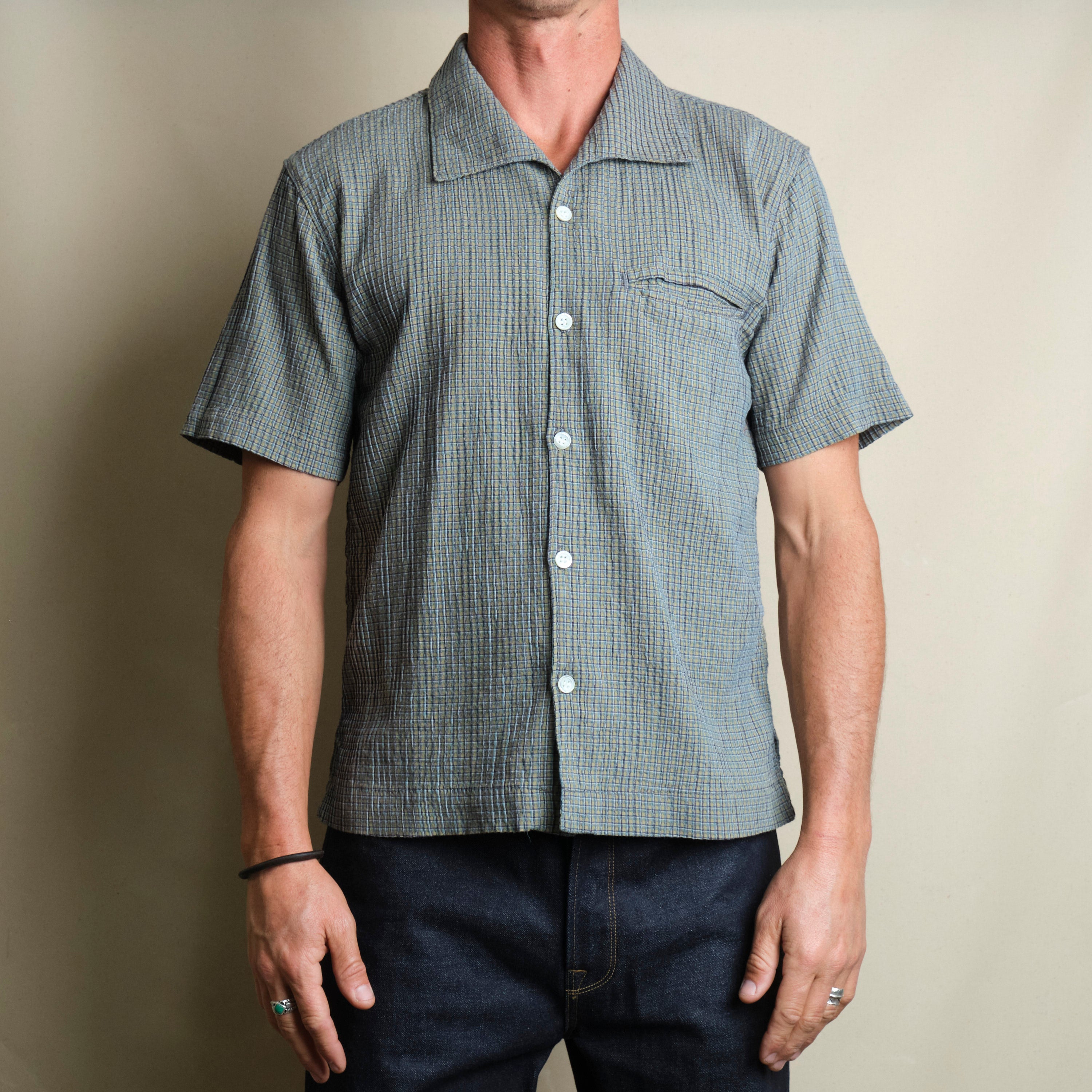 Cayucos Seersucker Olive Plaid