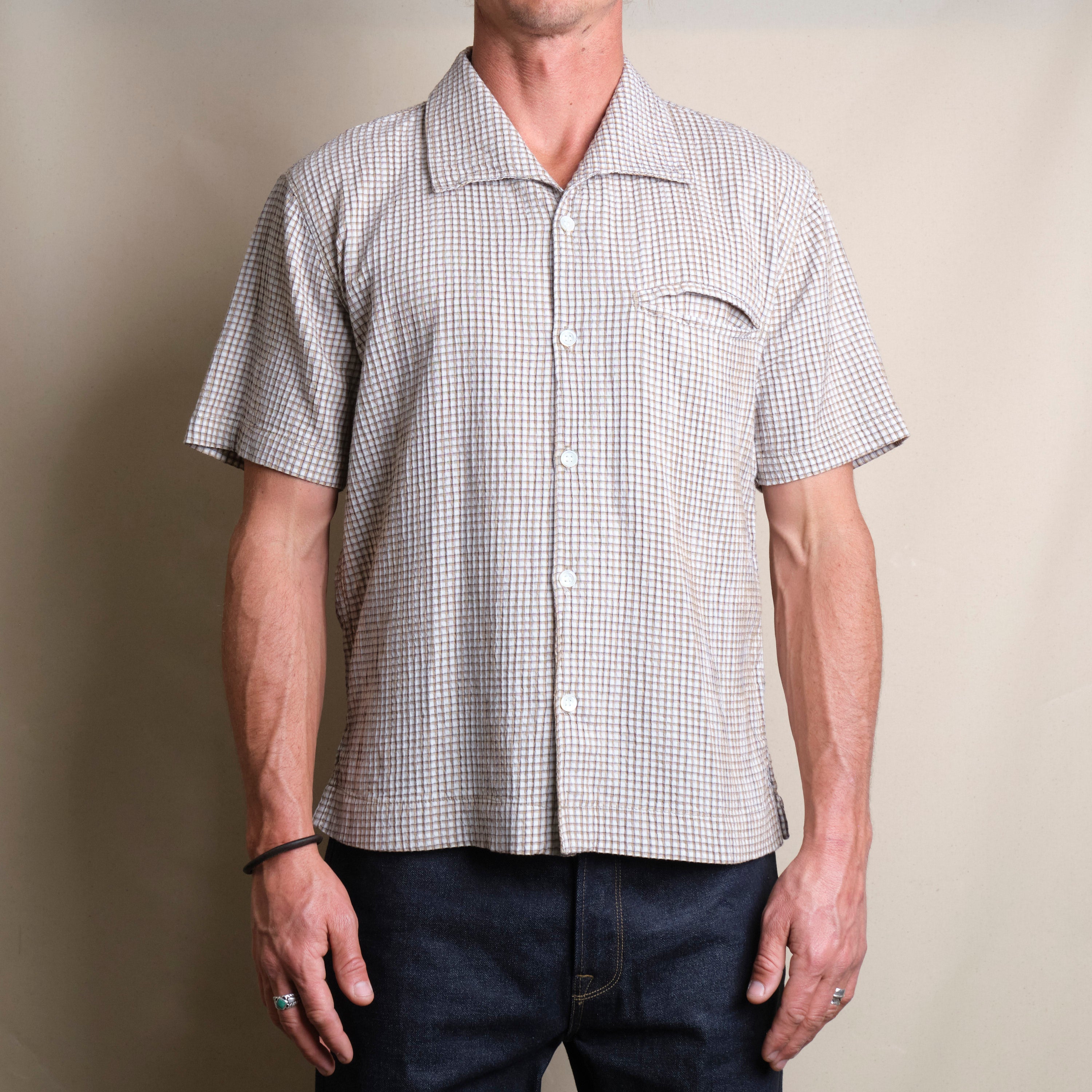 Cayucos Seersucker White Plaid
