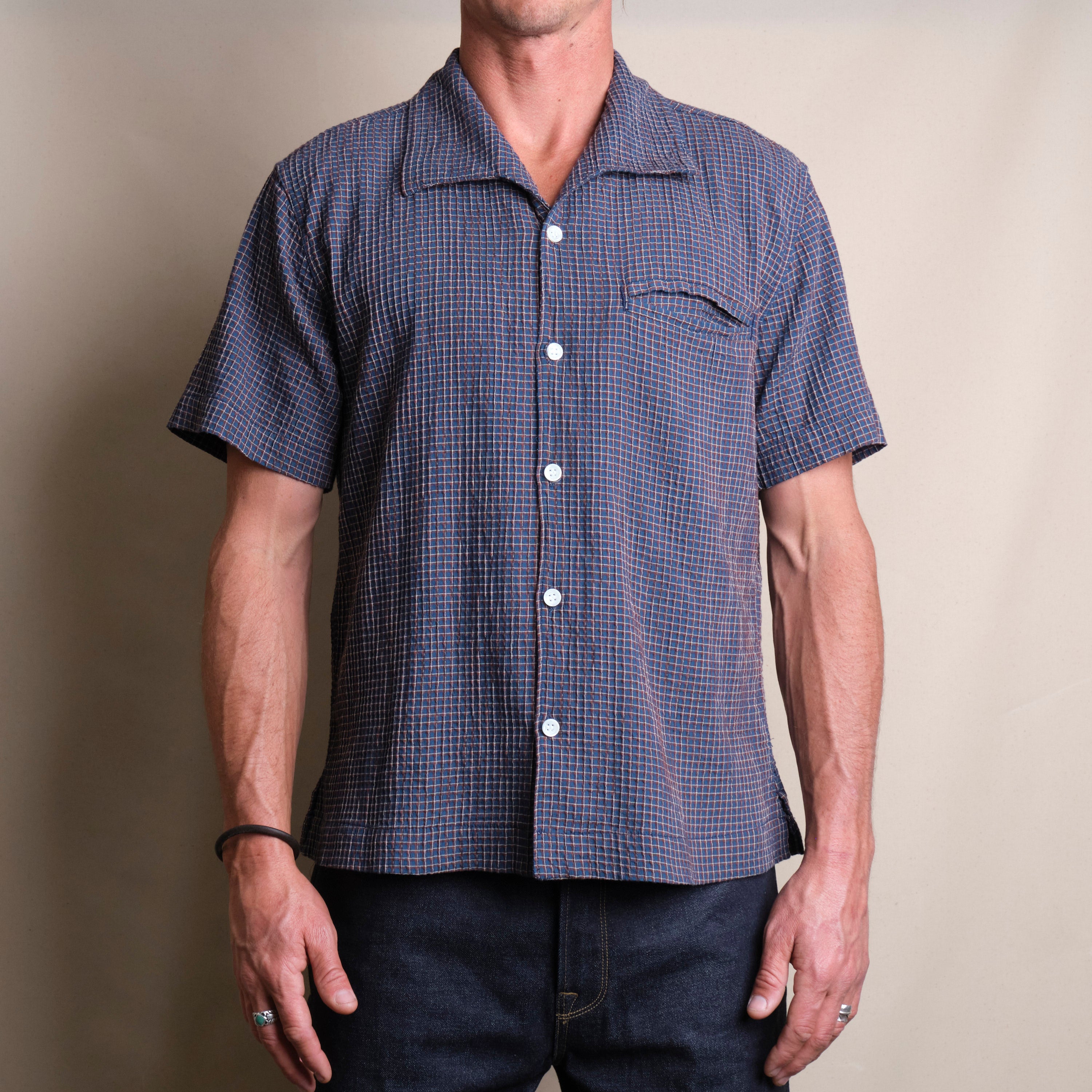 Cayucos Seersucker Blue Plaid