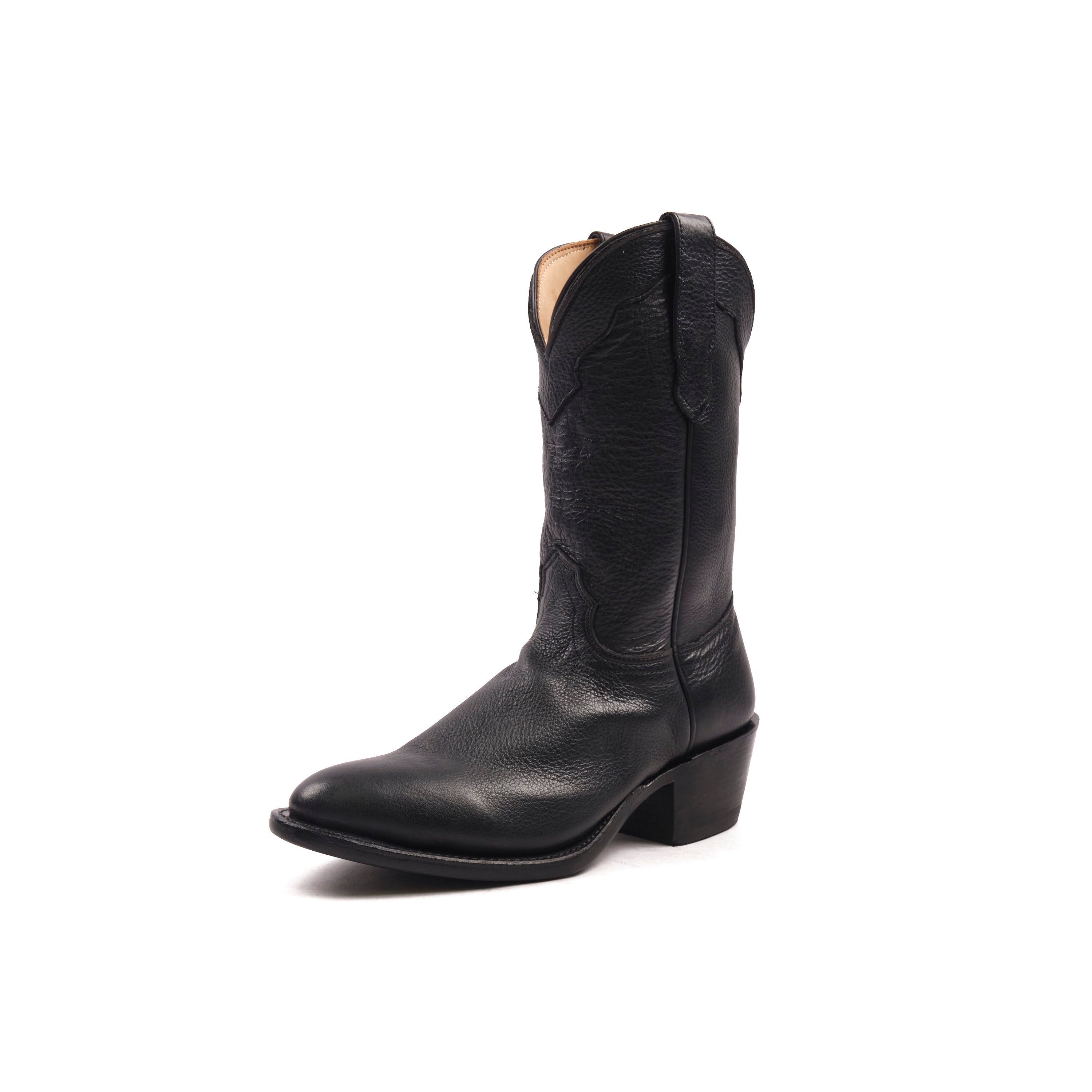 Freenote Cloth x Fenoglio Boot Co. - Black Deerskin Cowboy Boot