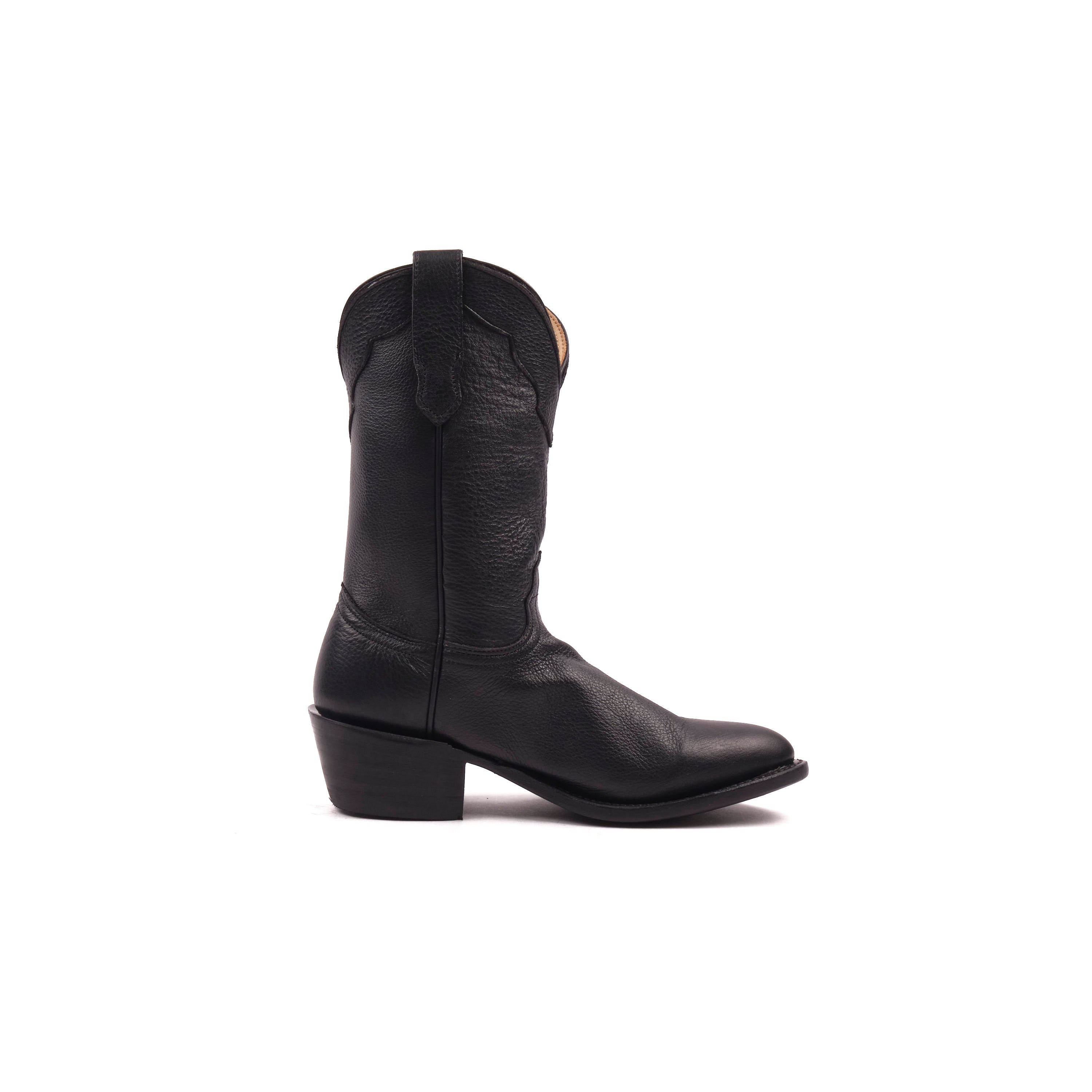 Freenote Cloth x Fenoglio Boot Co. - Black Deerskin Cowboy Boot