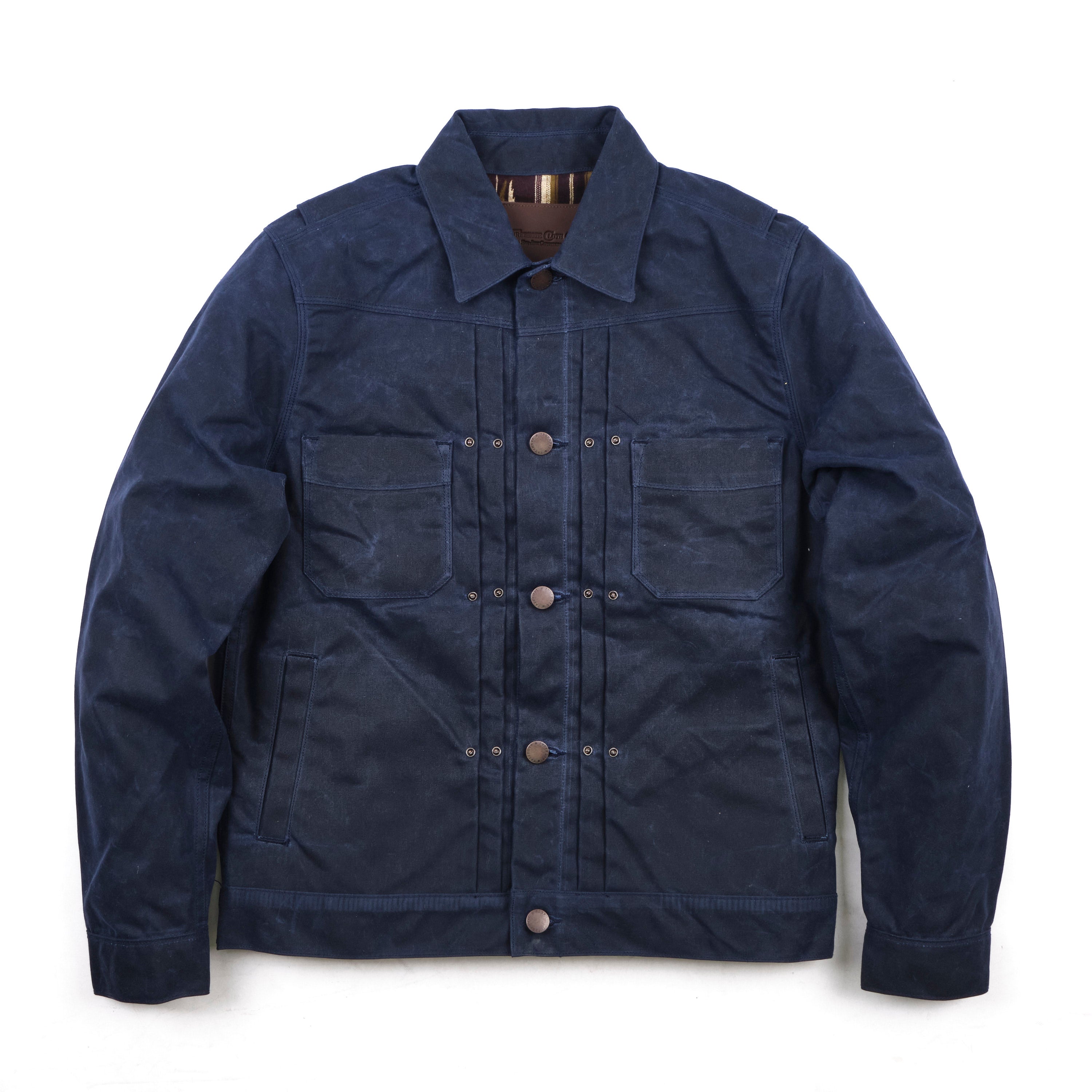 Riders Jacket Waxed Canvas Navy Purple Interior