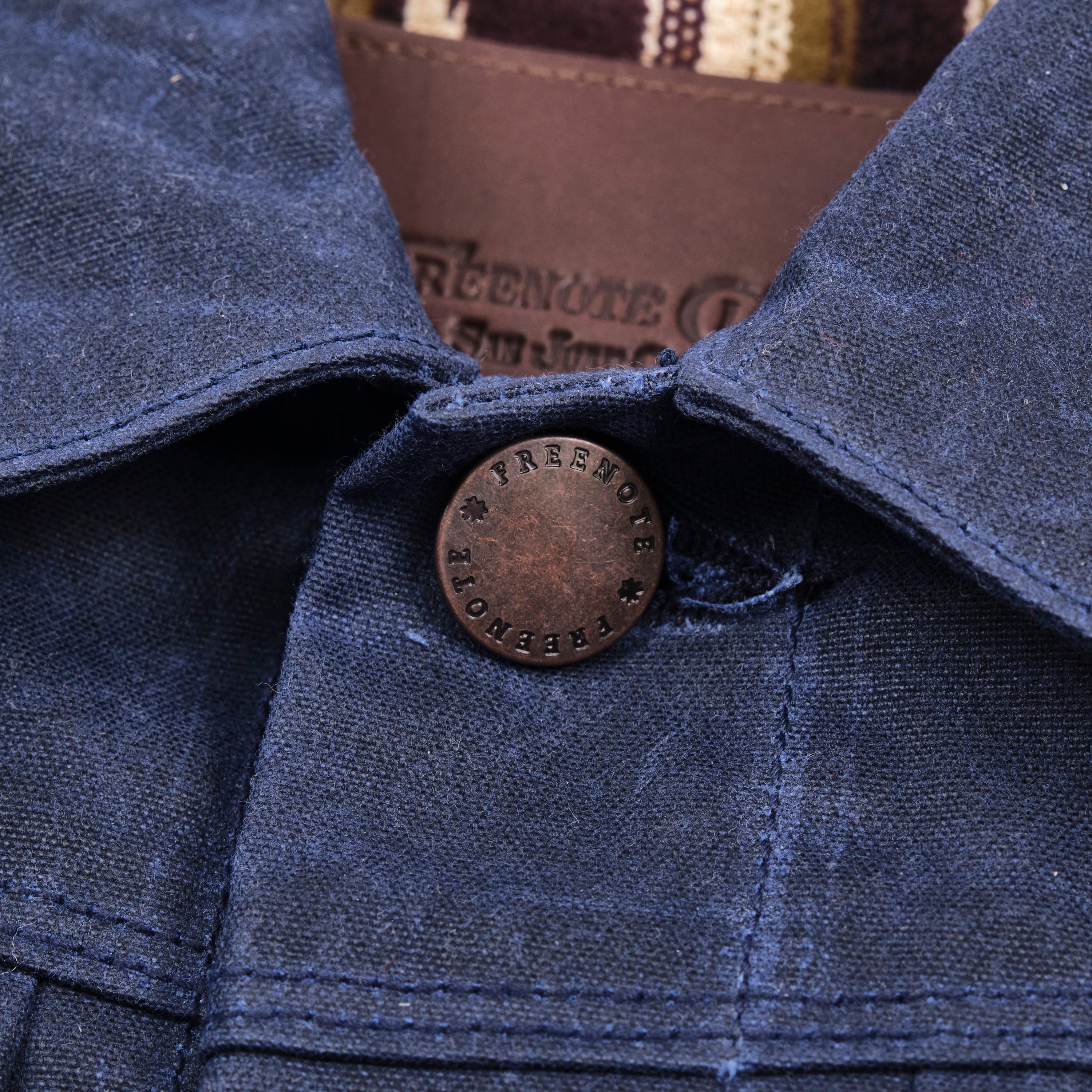 Riders Jacket Waxed Canvas Navy Purple Interior