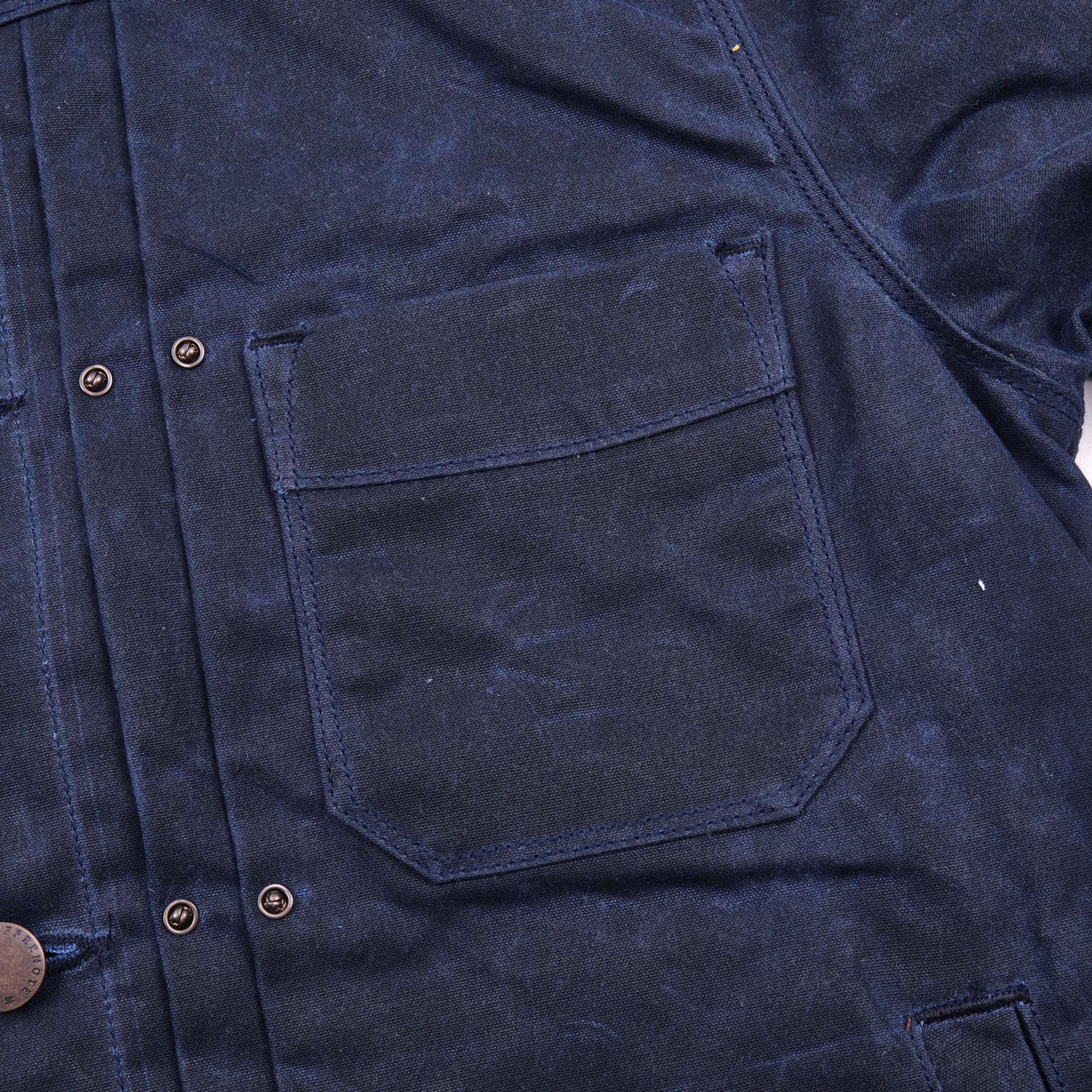 Riders Jacket Waxed Canvas Navy Purple Interior