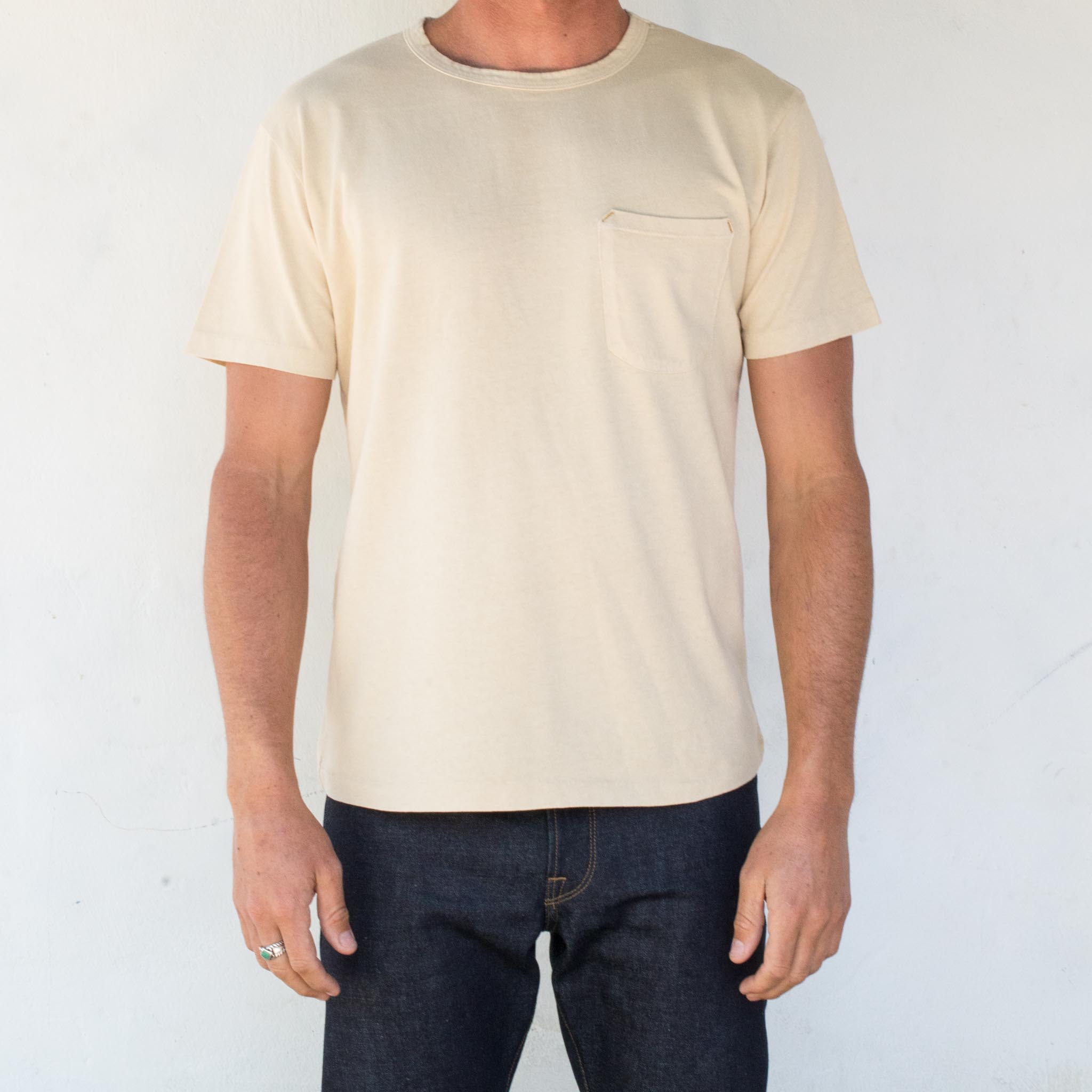 9 Ounce Pocket T-Shirt <span> Cream </span>