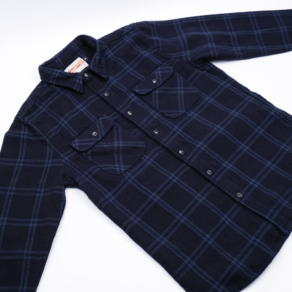 Indigo Sashiko Camp Collar Shirt — Paynter Jacket Co.
