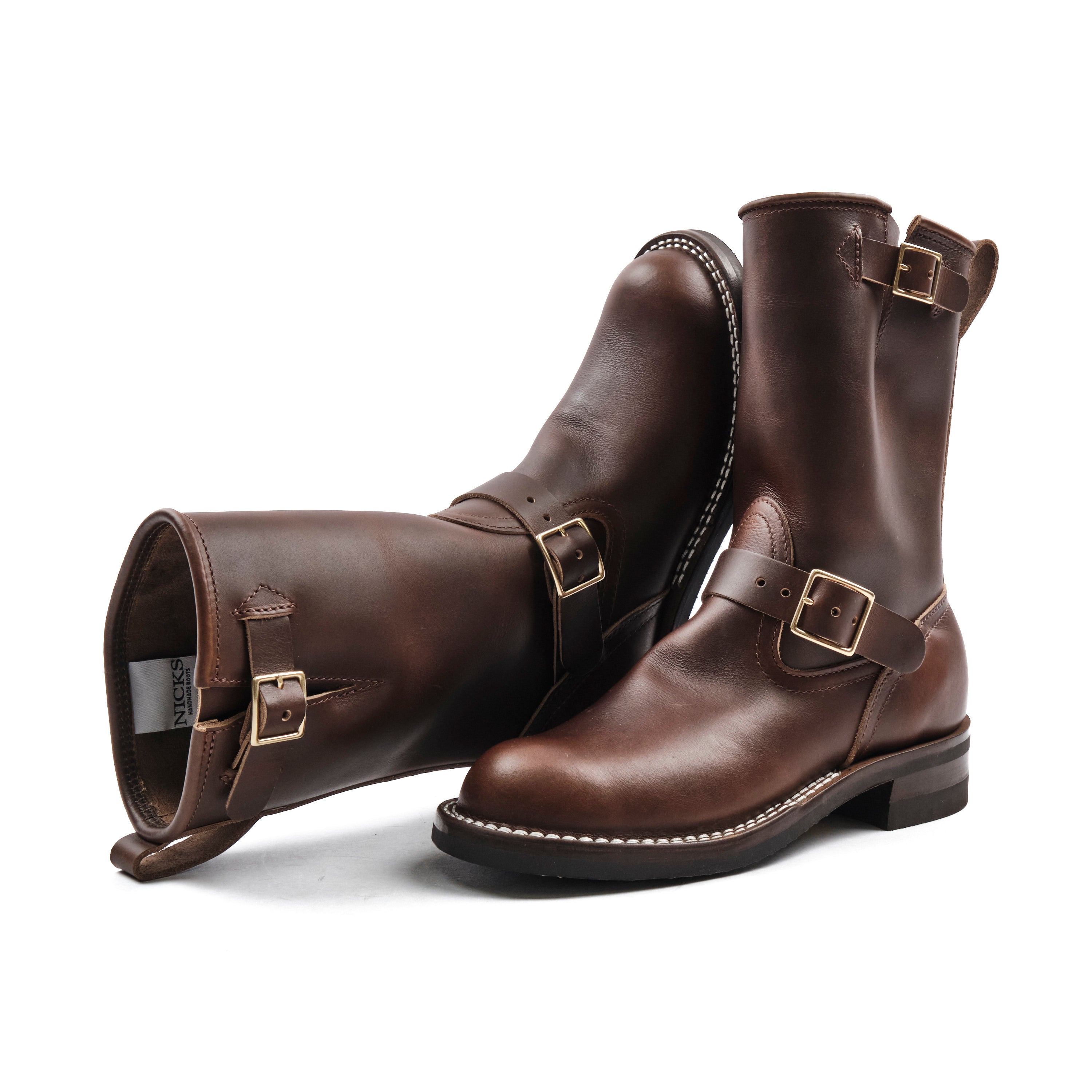 NICKS BOOTS - THE BRAKEMAN ENGINEER - HORWEEN SHACKLETON COGNAC