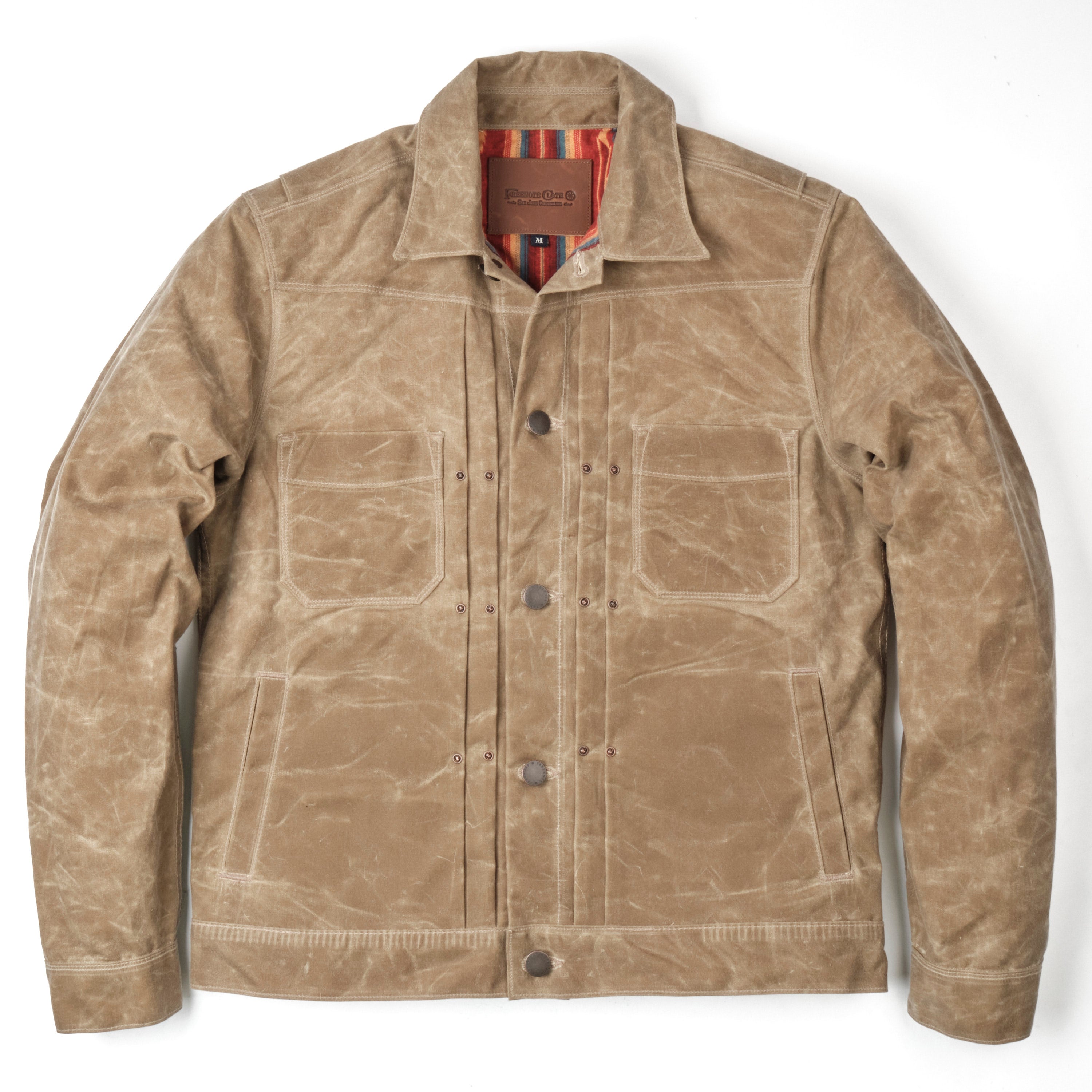Riders Jacket Waxed Canvas Tobacco Red Interior