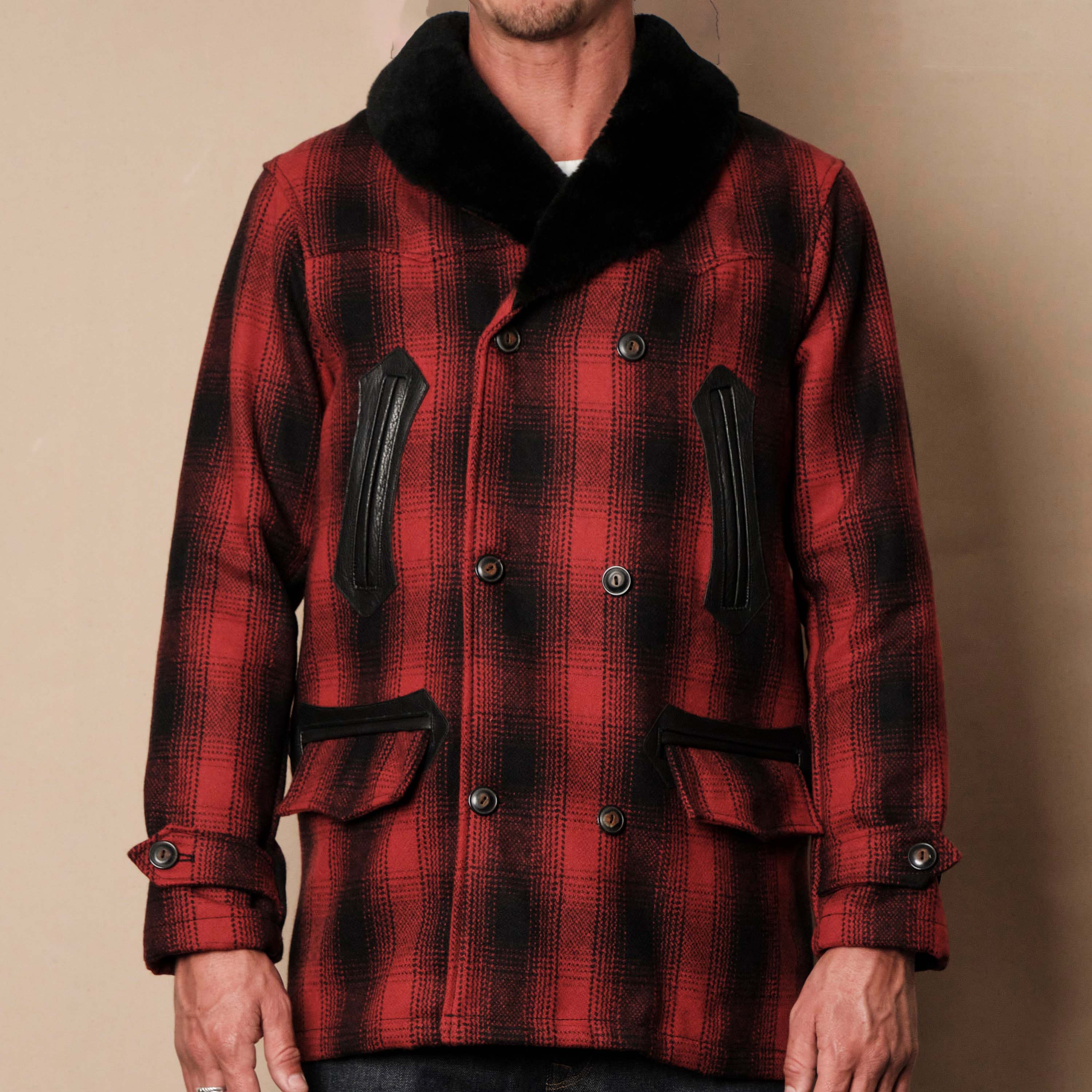 Red plaid wool coat on sale mens