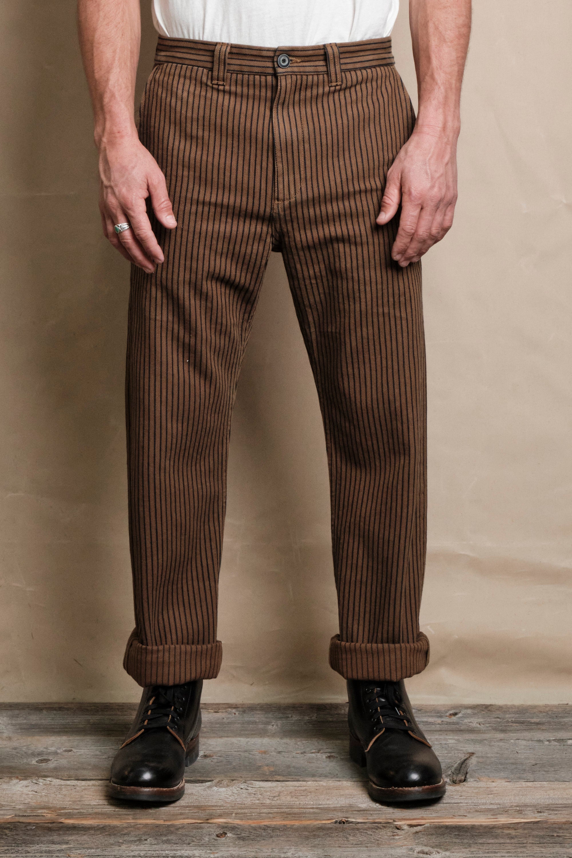 Deck Pant Brown Herringbone Dobby