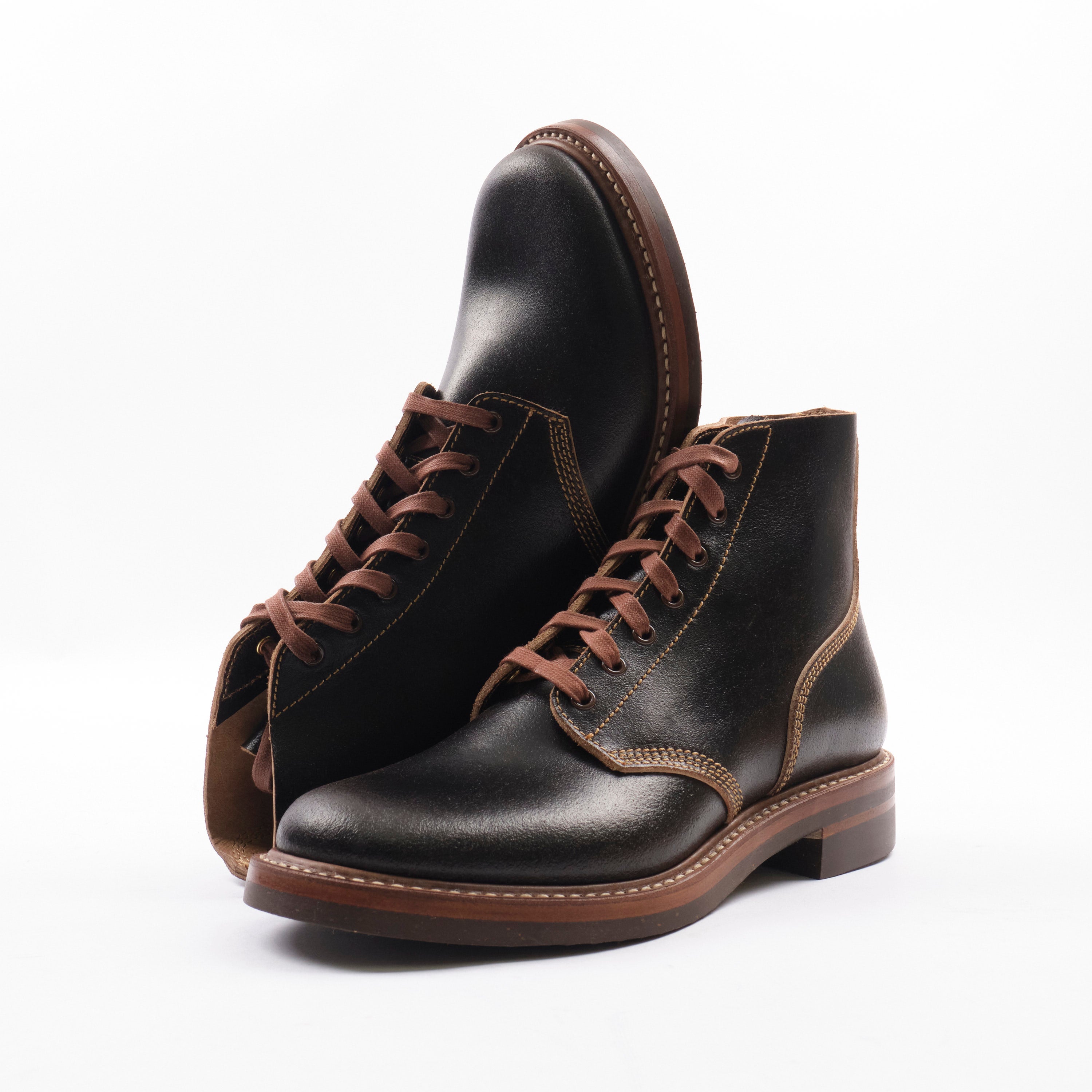 John Lofgren M-43 Service Boots Horween Dark Brown Waxed Flesh