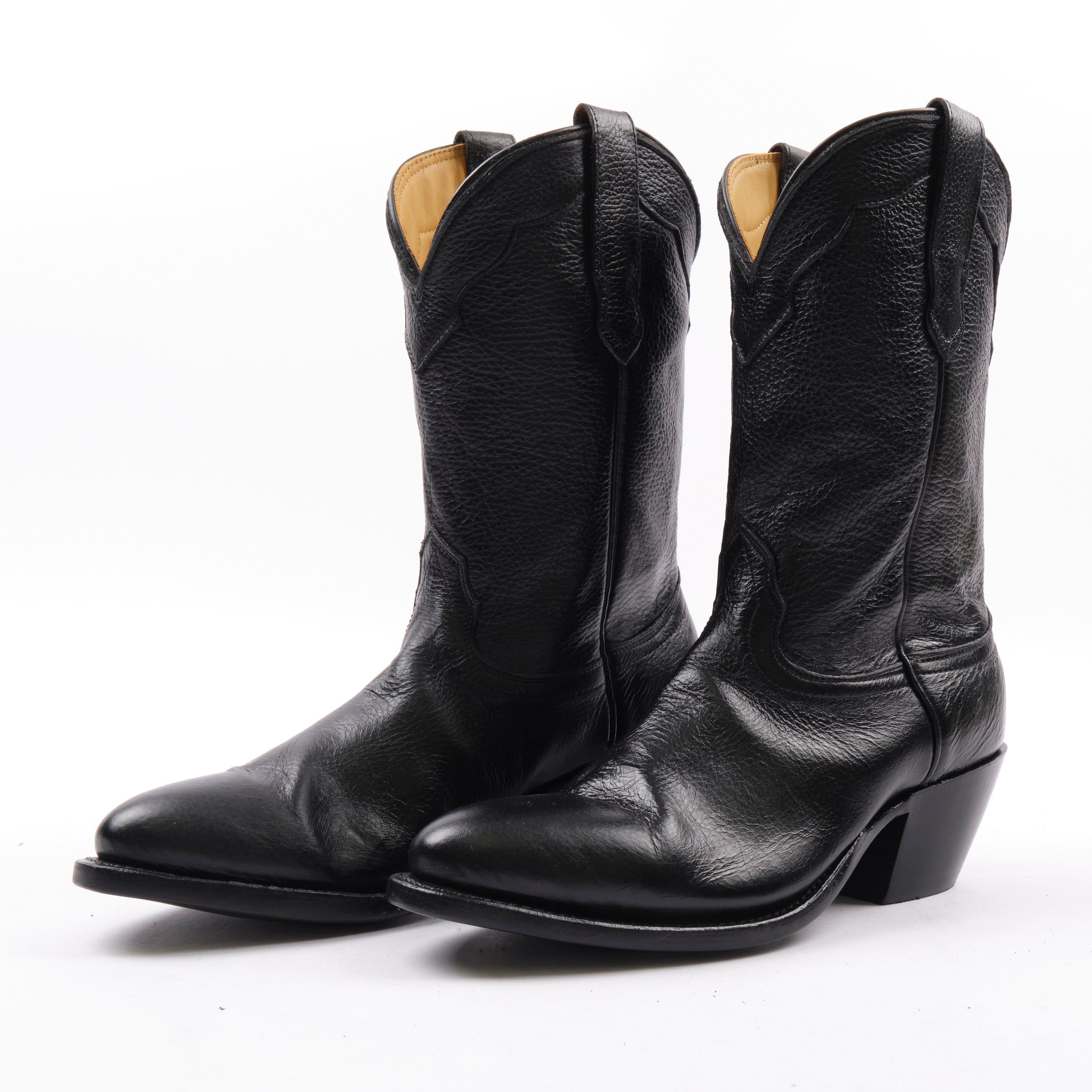 Fenoglio Boot Co. x Freenote Cloth - Black Deerskin Cowboy Boot