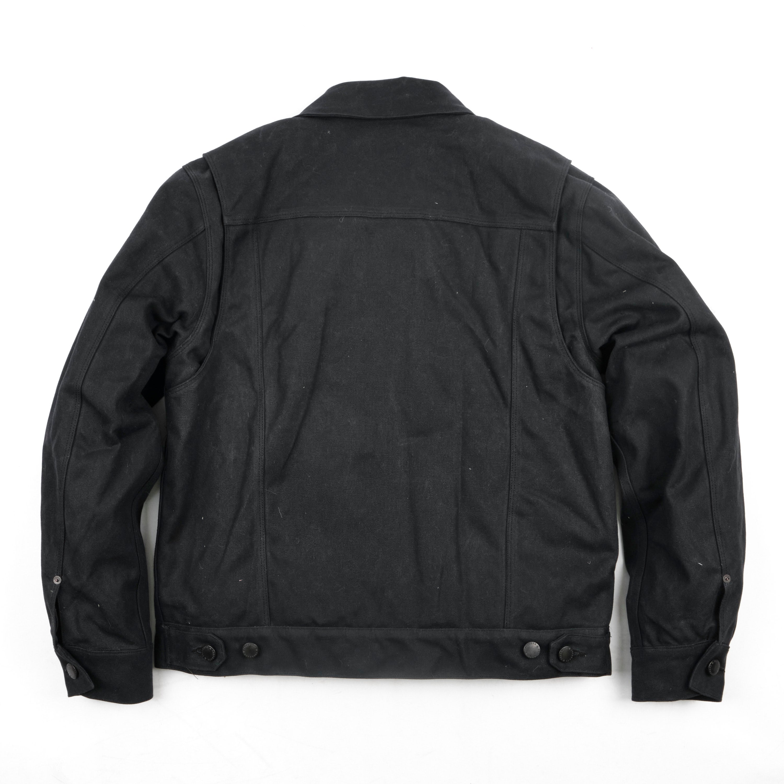 Riders Jacket Heavy Waxed Canvas Black Alpaca