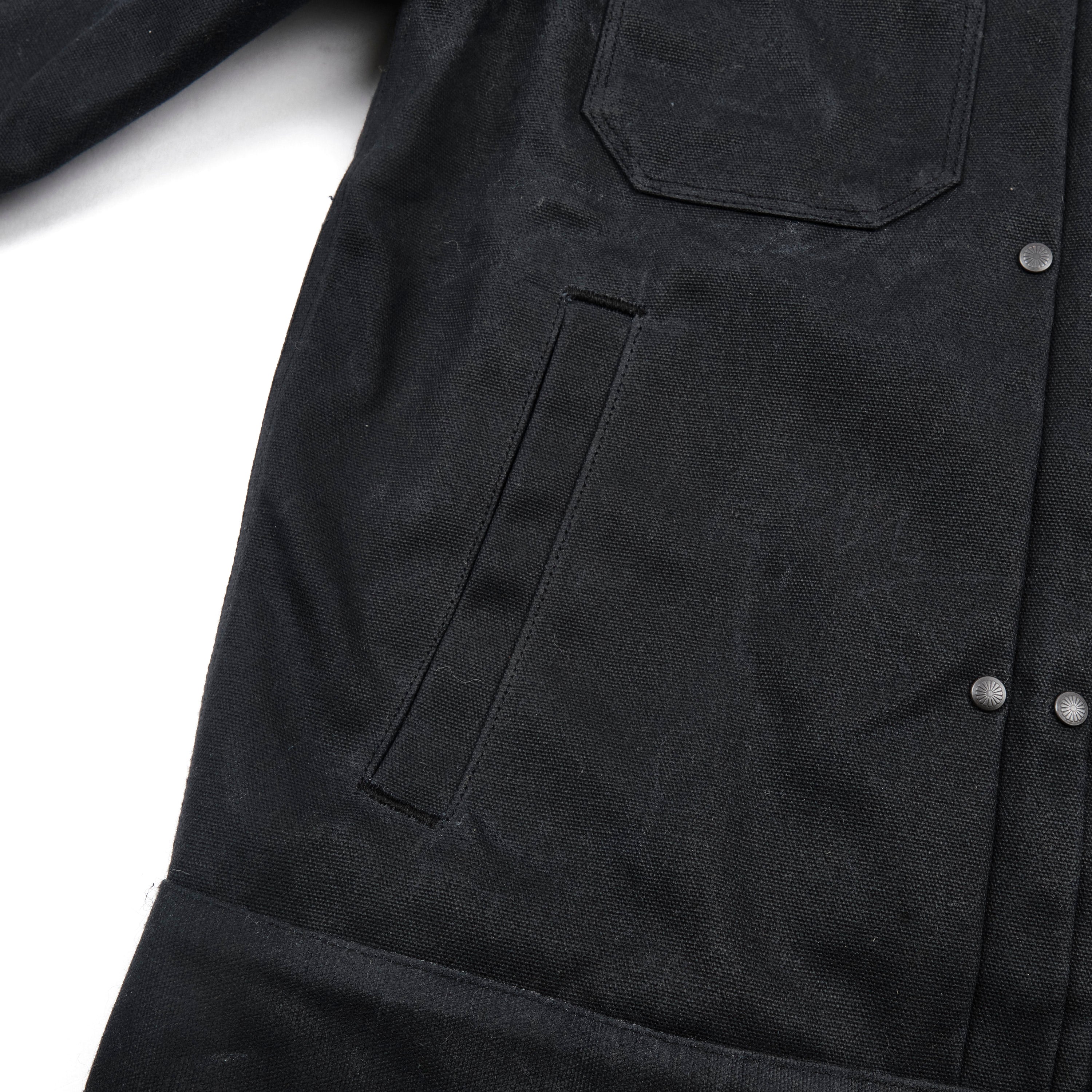 Riders Jacket Heavy Waxed Canvas Black Alpaca