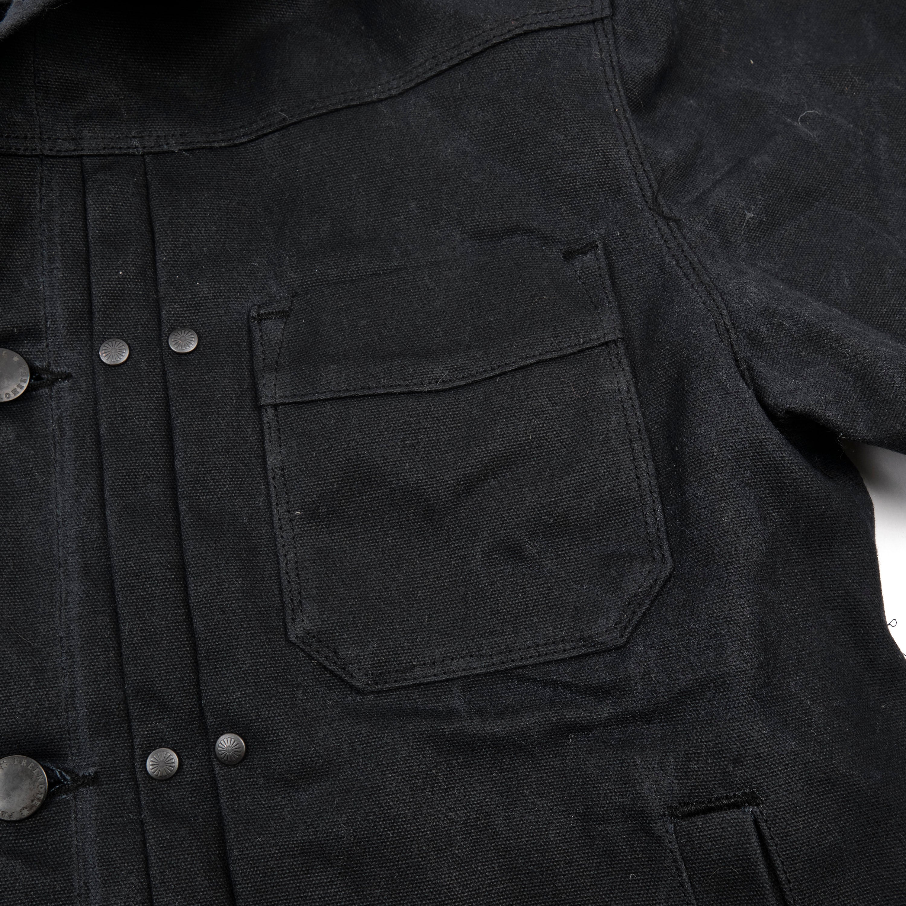 Riders Jacket Heavy Waxed Canvas Black Alpaca