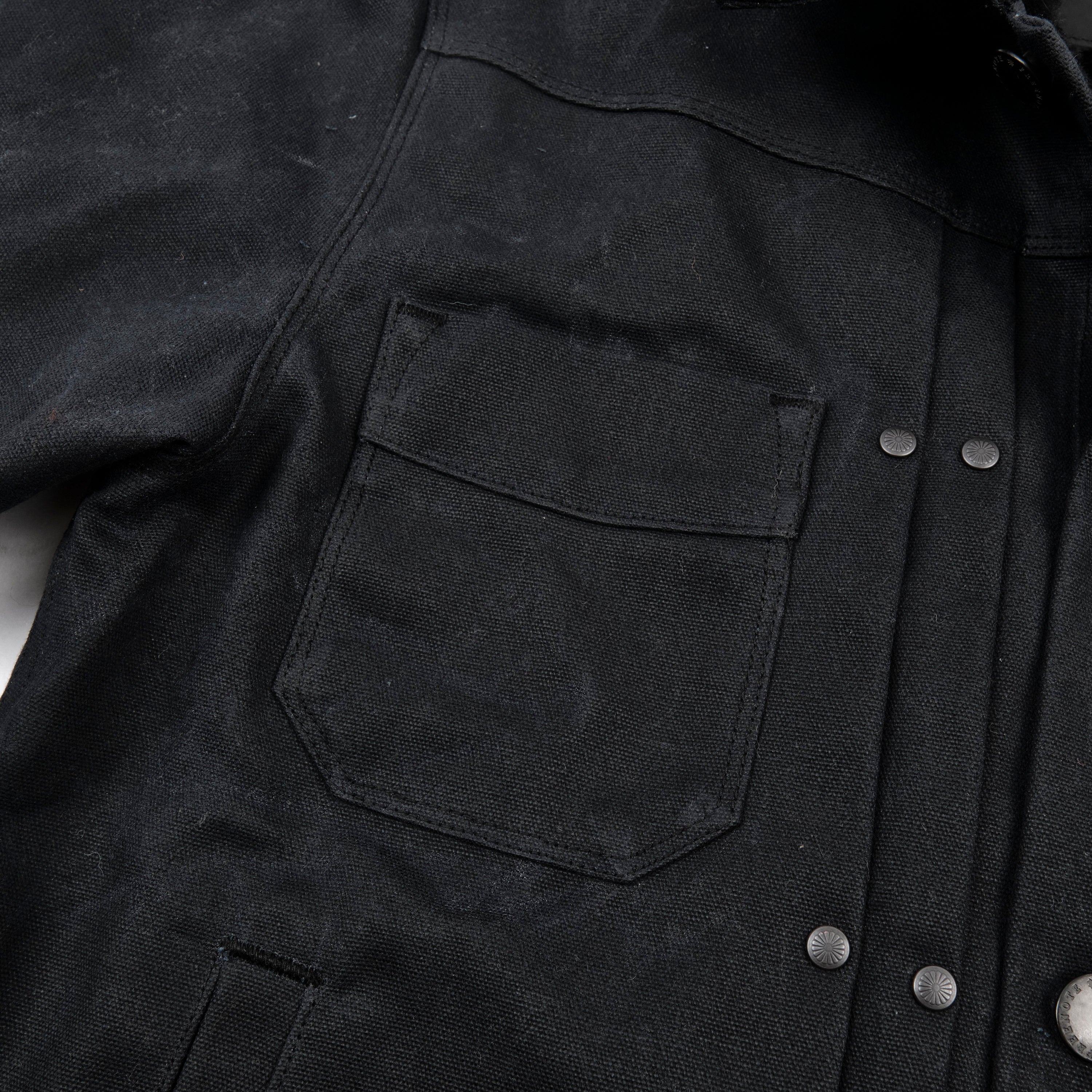 Riders Jacket Heavy Waxed Canvas Black Alpaca