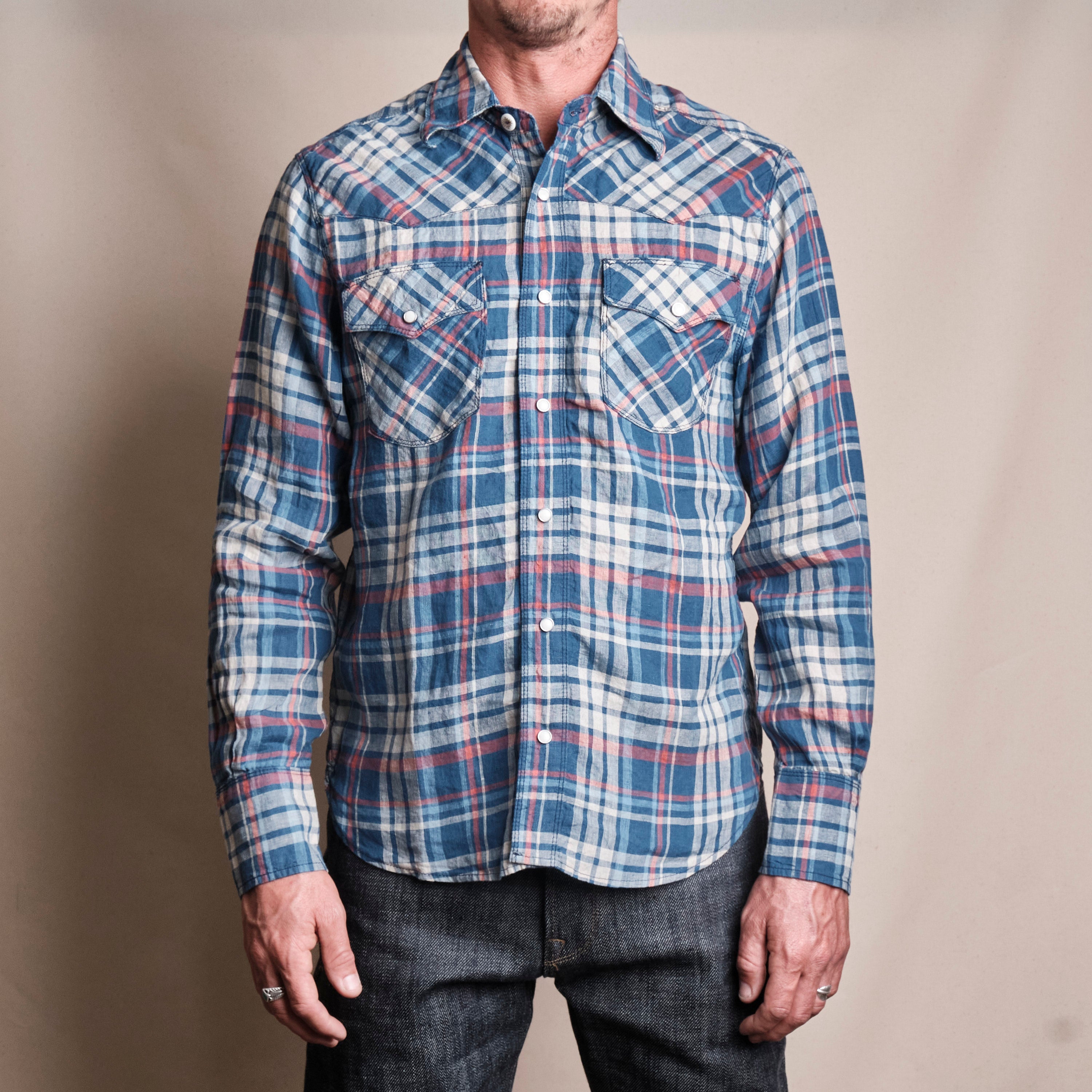 Western Scout Kingfisher Blue Plaid